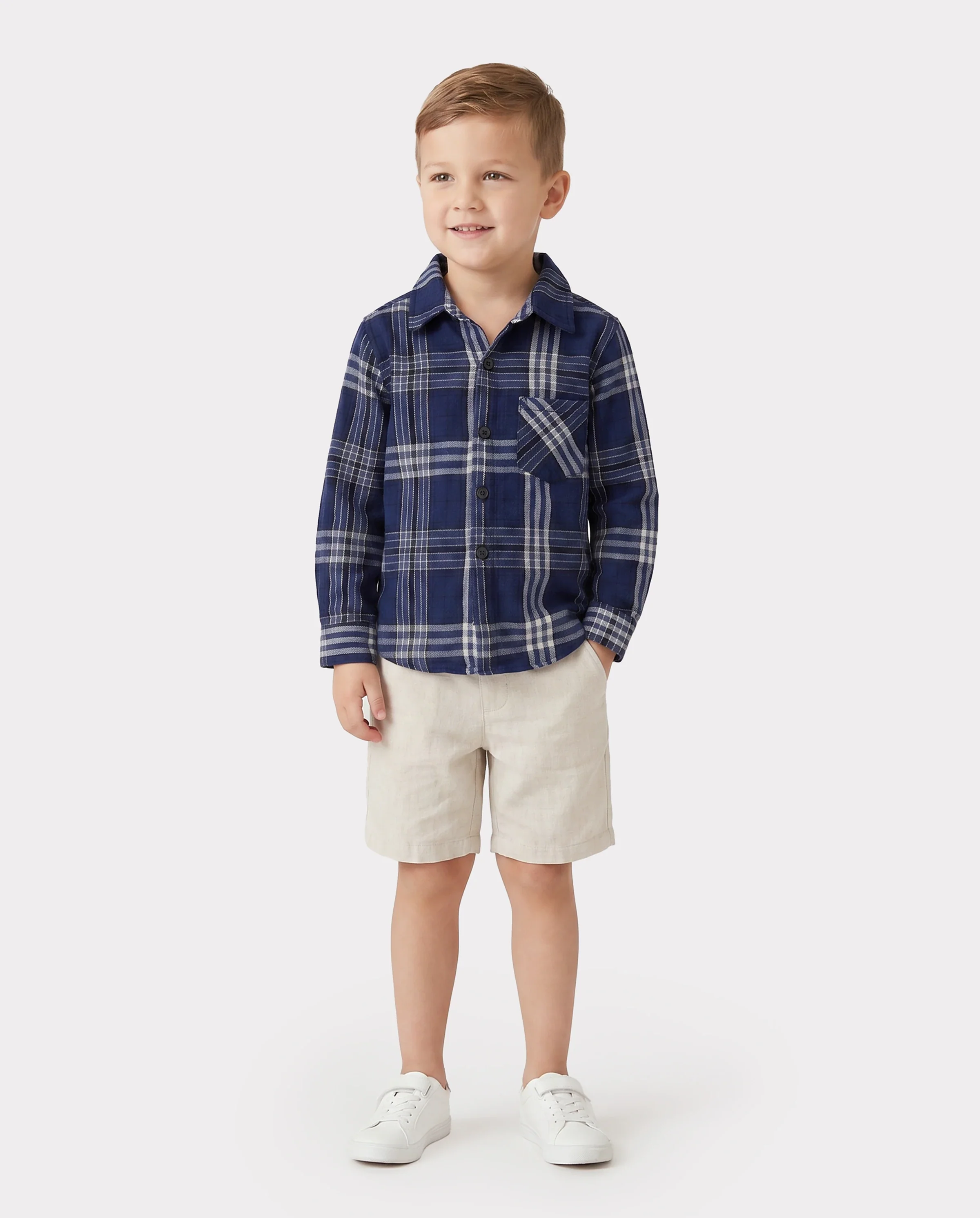 Family Matching Sets Plaid Long Sleeves Shirt or Elegant Shirred Bodice Puff Sleeves Tulle Mesh Dress royalblue - Image 5