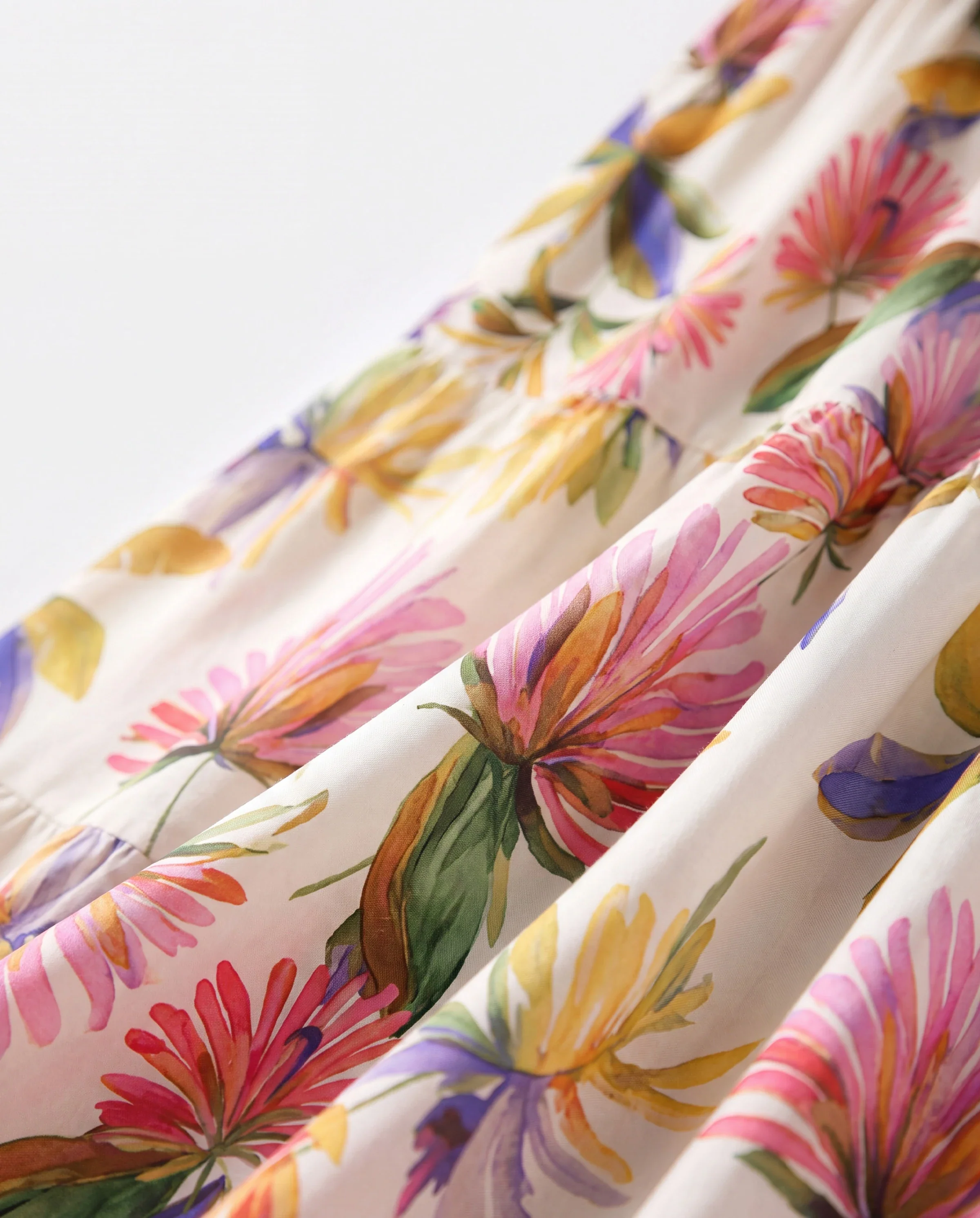 Family Matching Sets Tropical Floral V-Neck Dress & Short Sleeve Tee with Adjustable Straps Deep White Apricot - Image 7