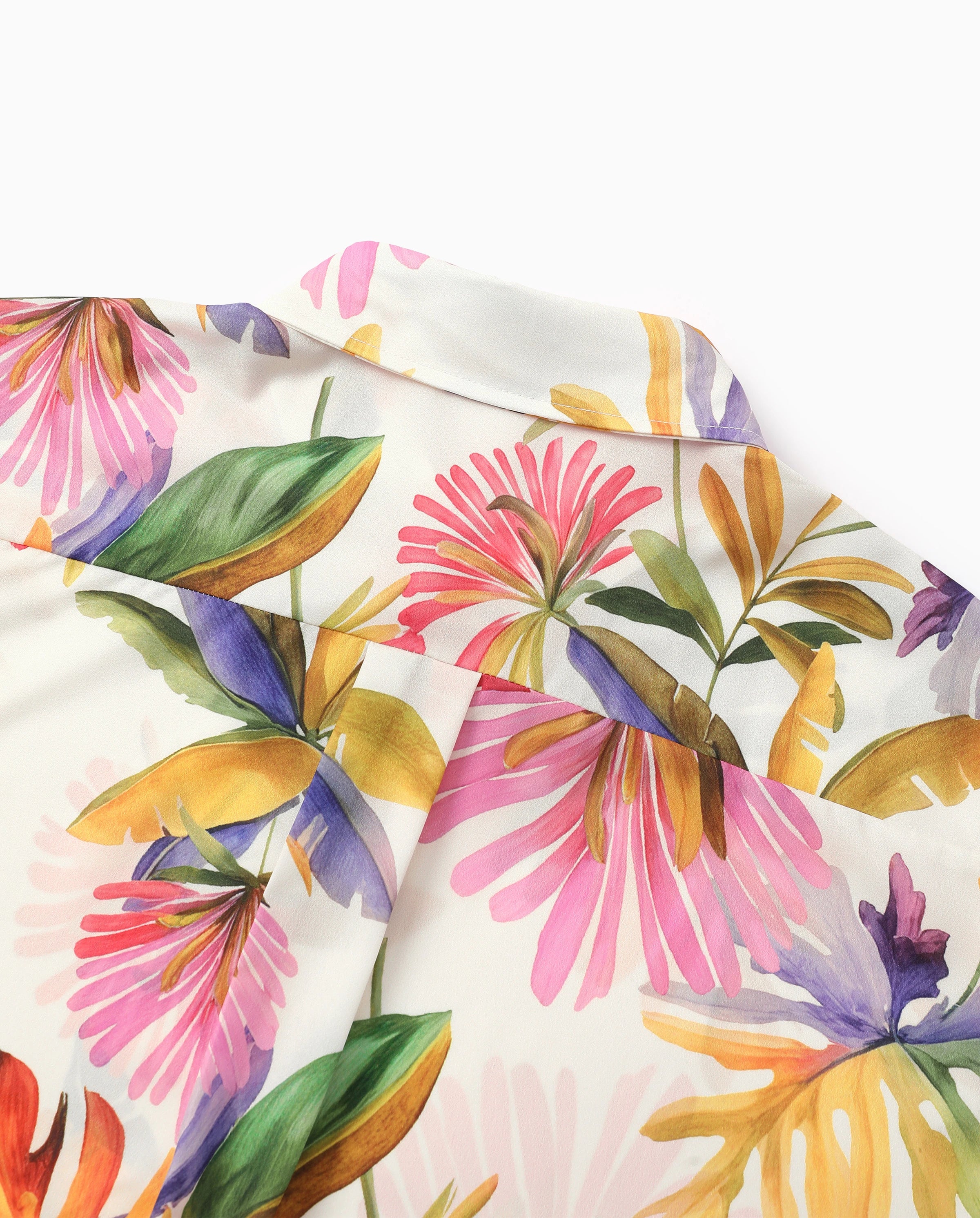 Family Matching Sets Tropical Floral V-Neck Dress & Short Sleeve Tee with Adjustable Straps Deep White Apricot - Image 9