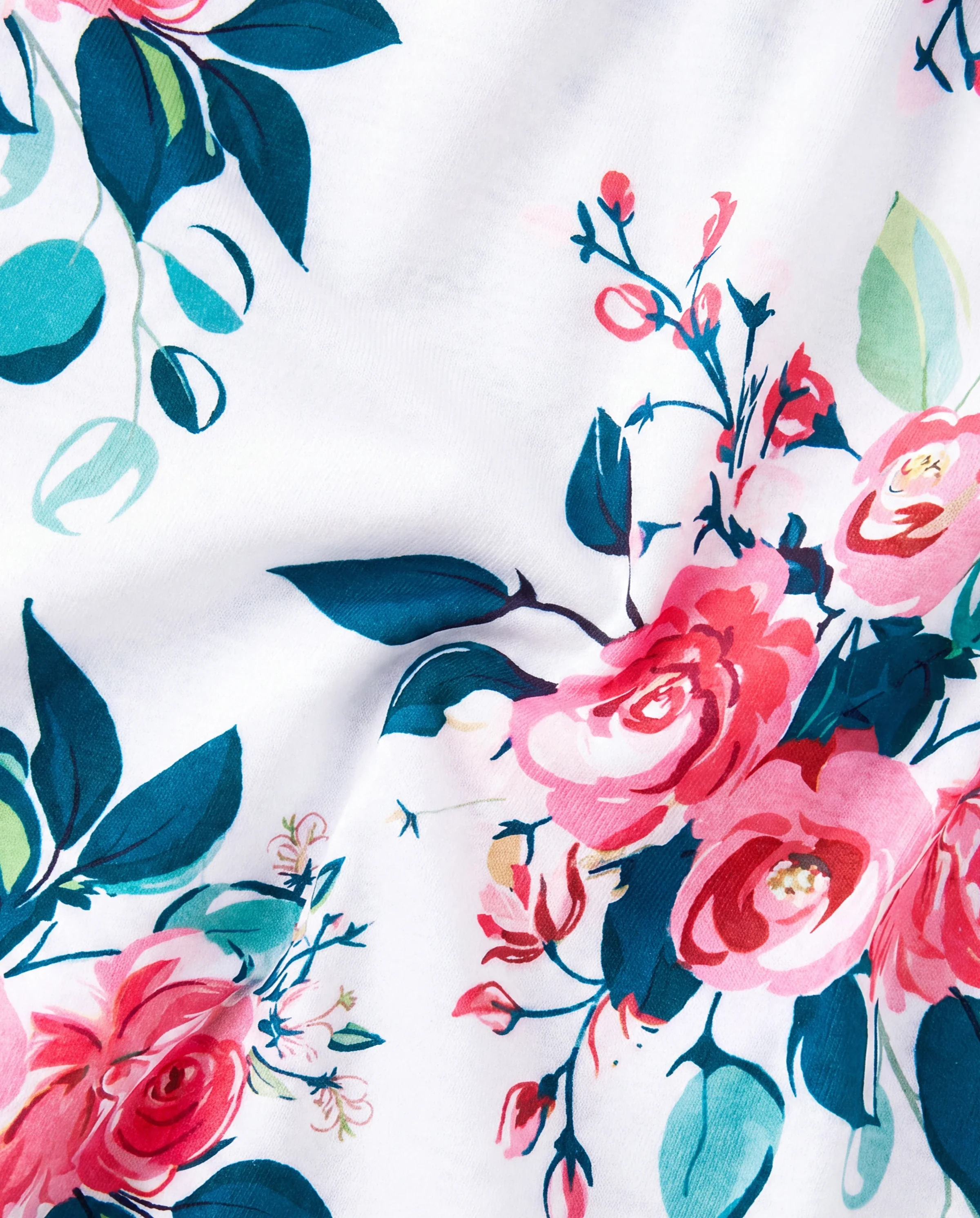 Family Matching Solid V Neck Flutter-sleeve Splicing Floral Print Dresses and Short-sleeve Colorblock T-shirts Sets Azure- - Image 7