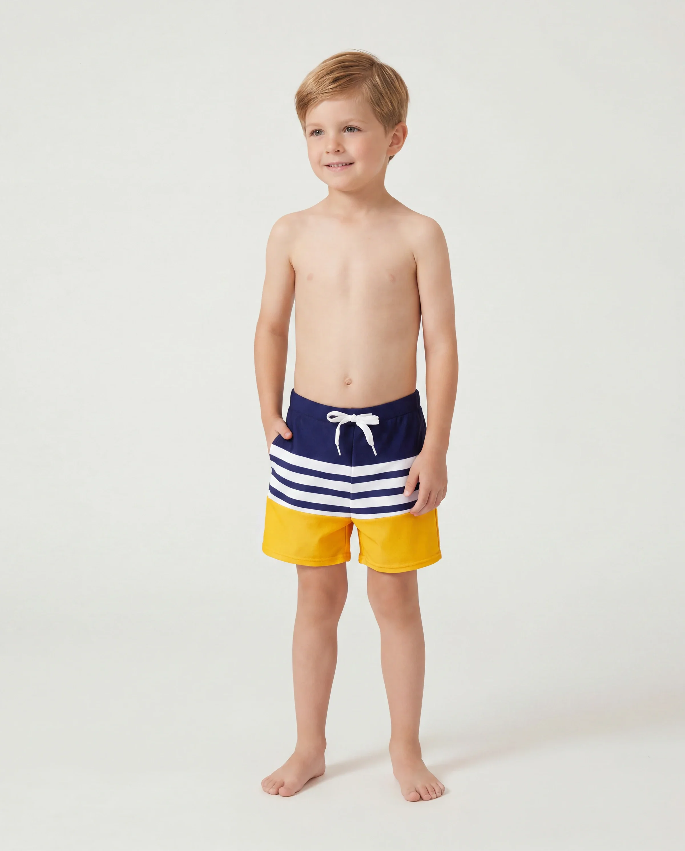 Family Matching Stripe & Colorblock Spliced One Piece Swimsuit or Swim Trunks Shorts ColorBlock - Image 4