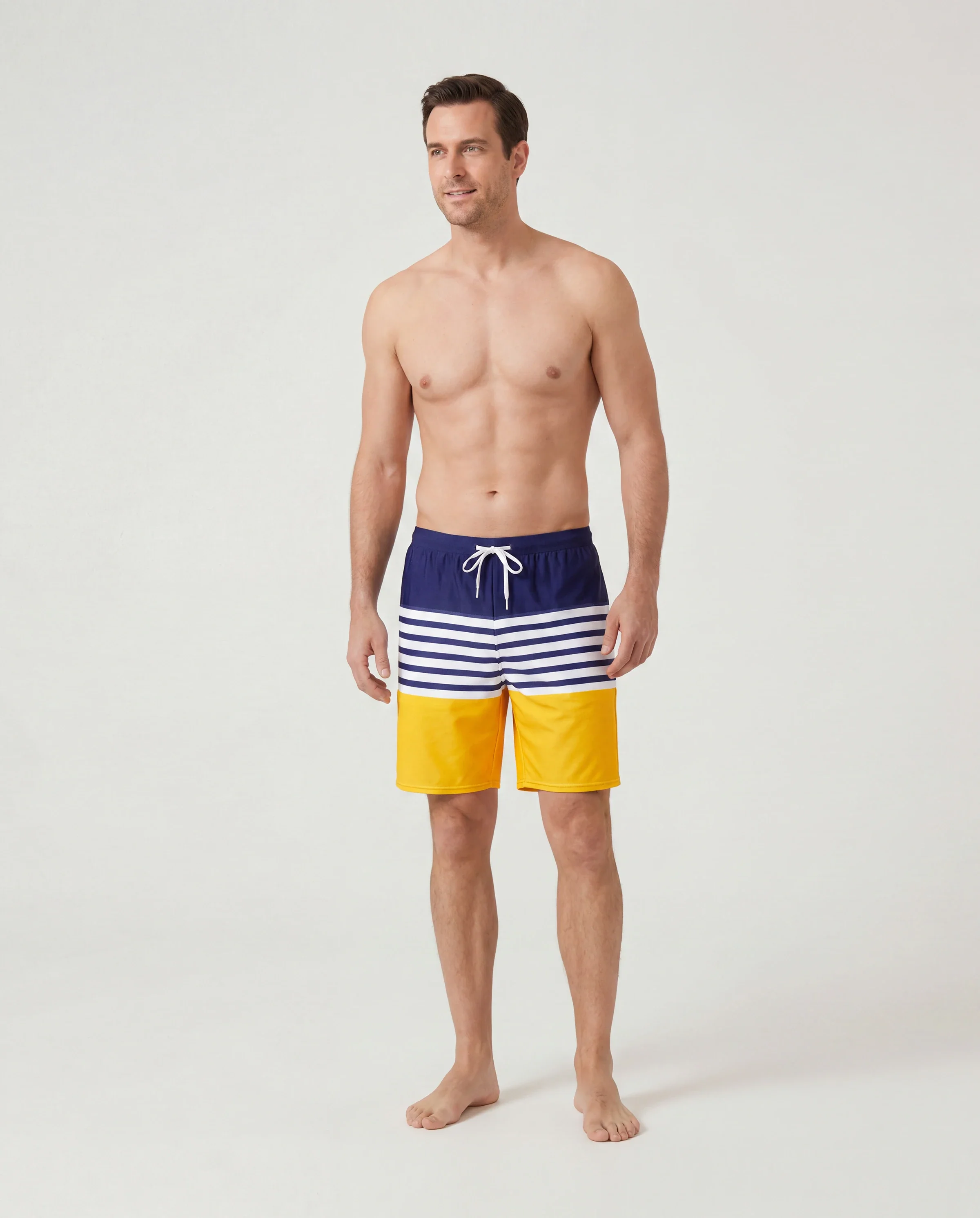Family Matching Stripe & Colorblock Spliced One Piece Swimsuit or Swim Trunks Shorts ColorBlock - Image 5