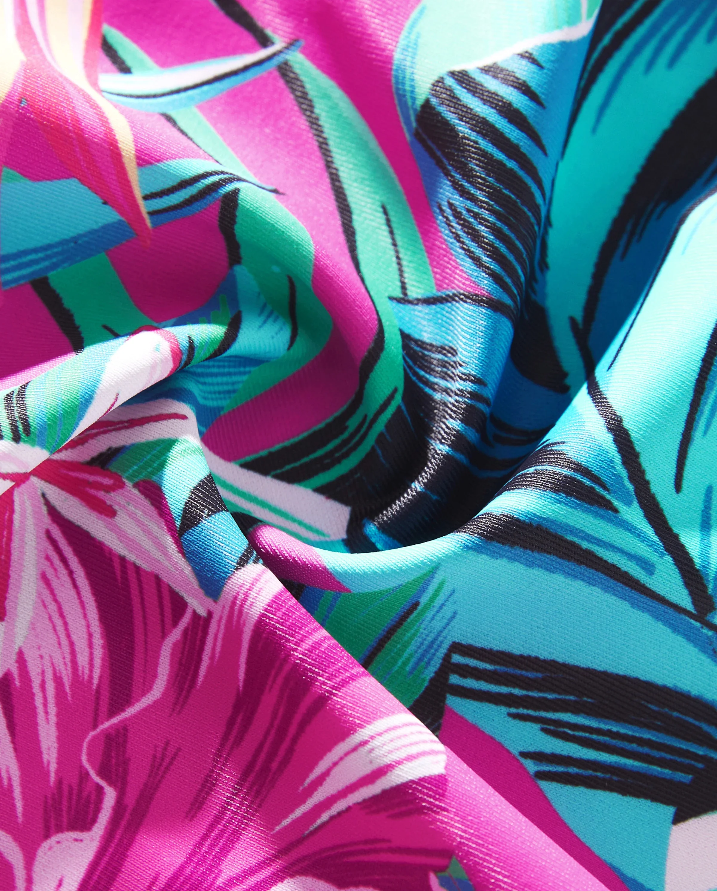 Family Matching Swimsuits Tropical Pink Leaf Print Halter One-Piece Swimwear or Swim Trunks Set Pink - Image 6