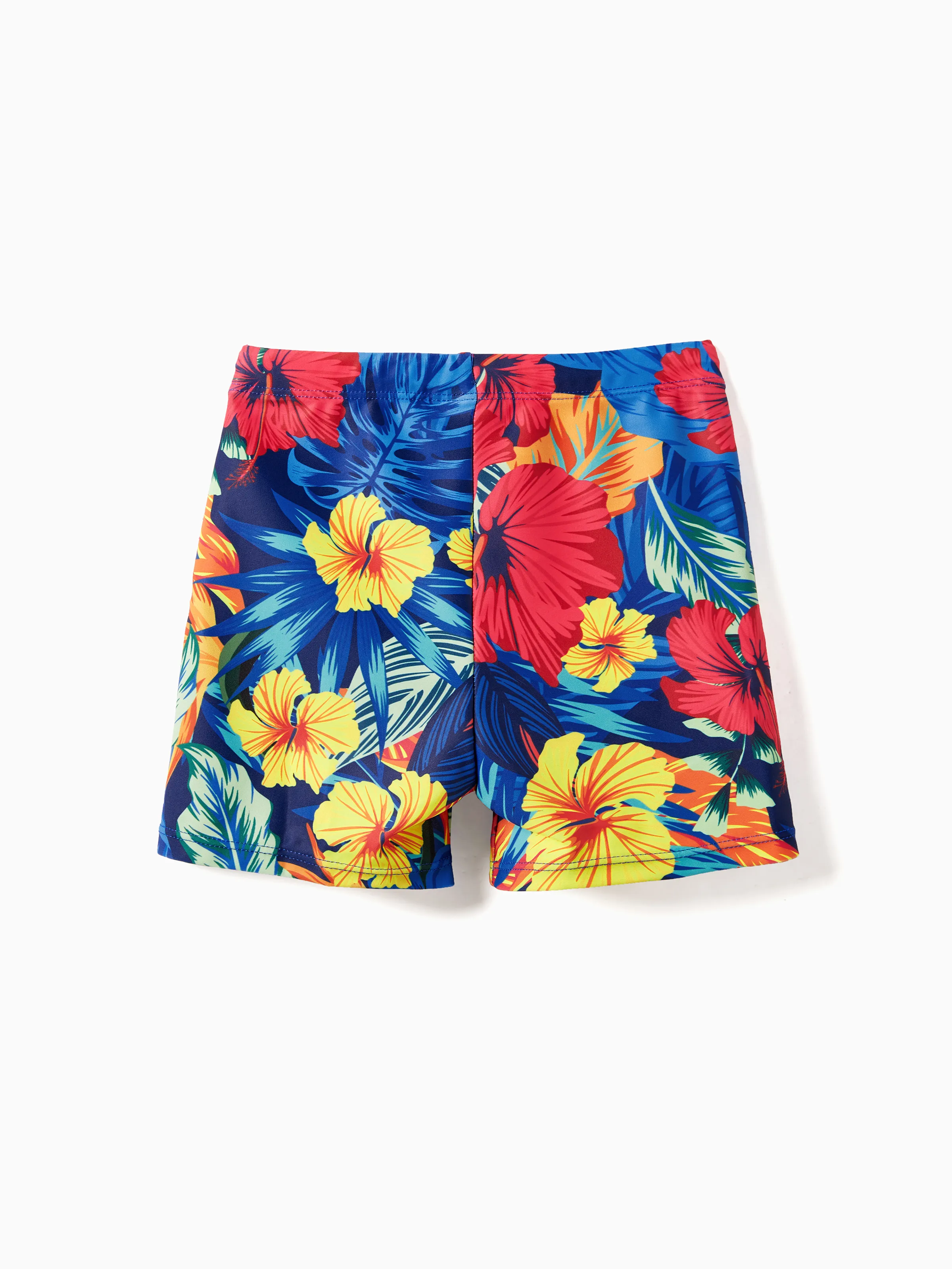 Family Matching Swimwear Set Floral Scalloped Strappy Bikini and Swim Trunks ColorBlock - Image 15