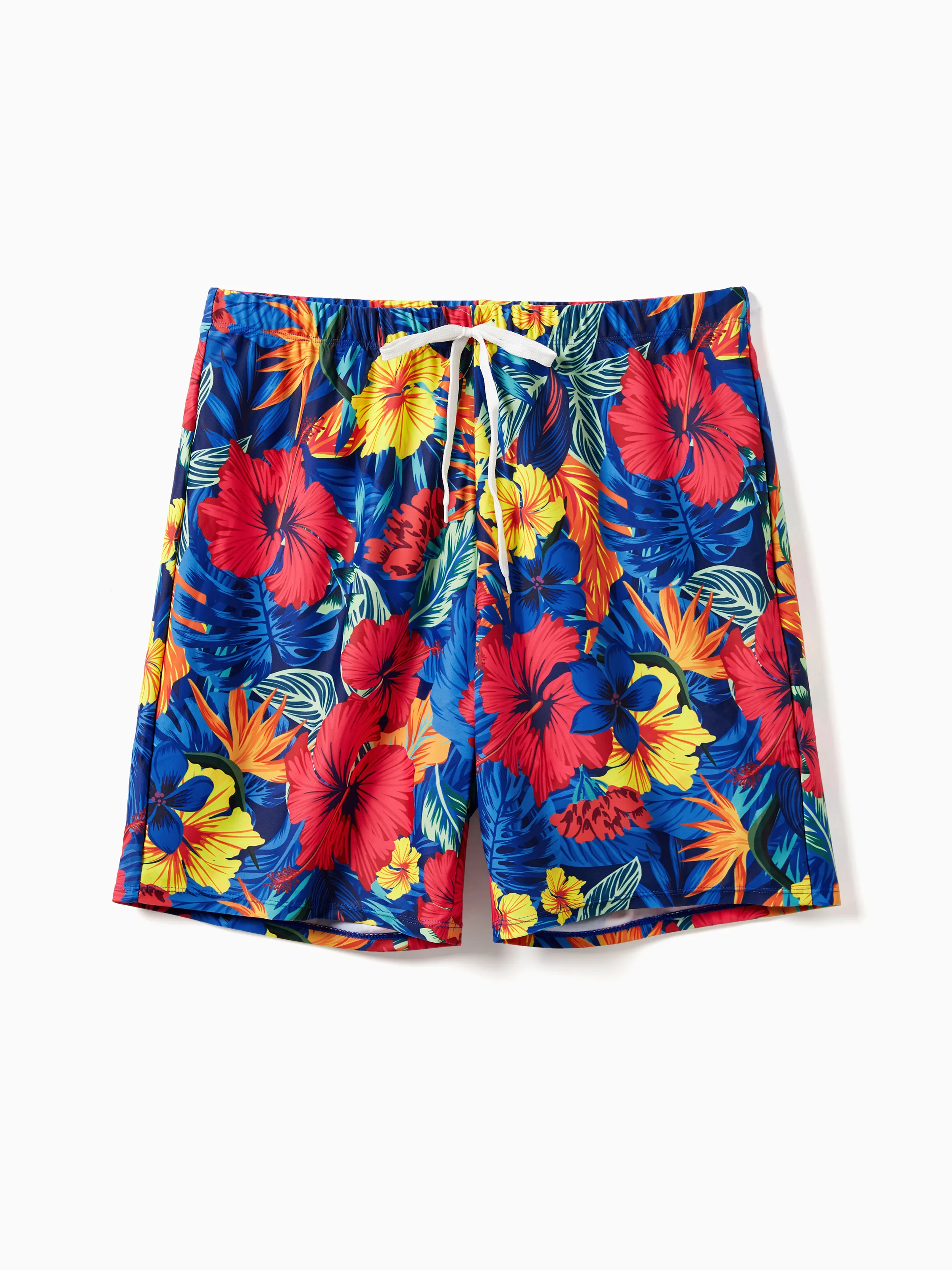 Family Matching Swimwear Set Floral Scalloped Strappy Bikini and Swim Trunks ColorBlock - Image 19