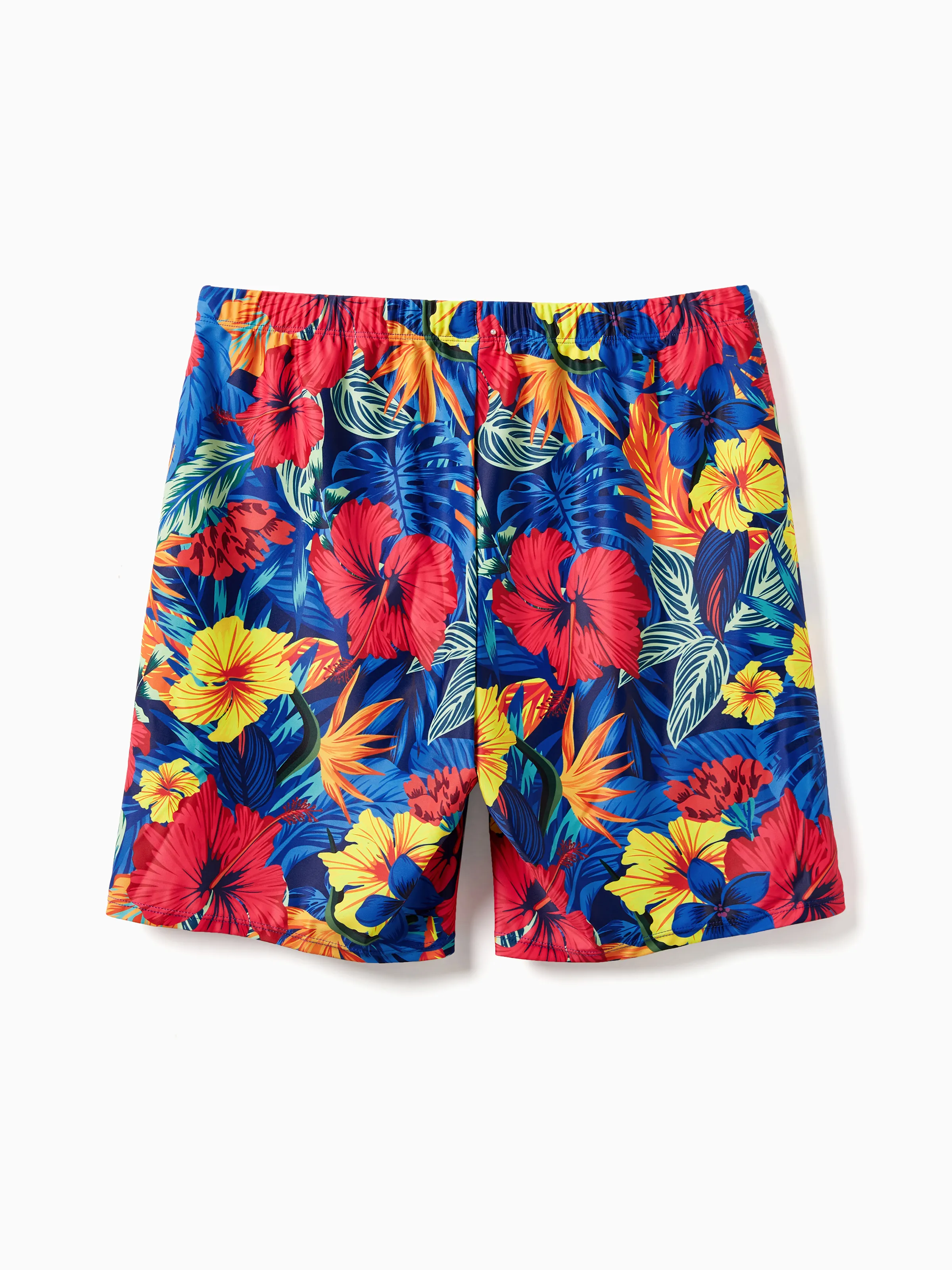 Family Matching Swimwear Set Floral Scalloped Strappy Bikini and Swim Trunks ColorBlock - Image 20