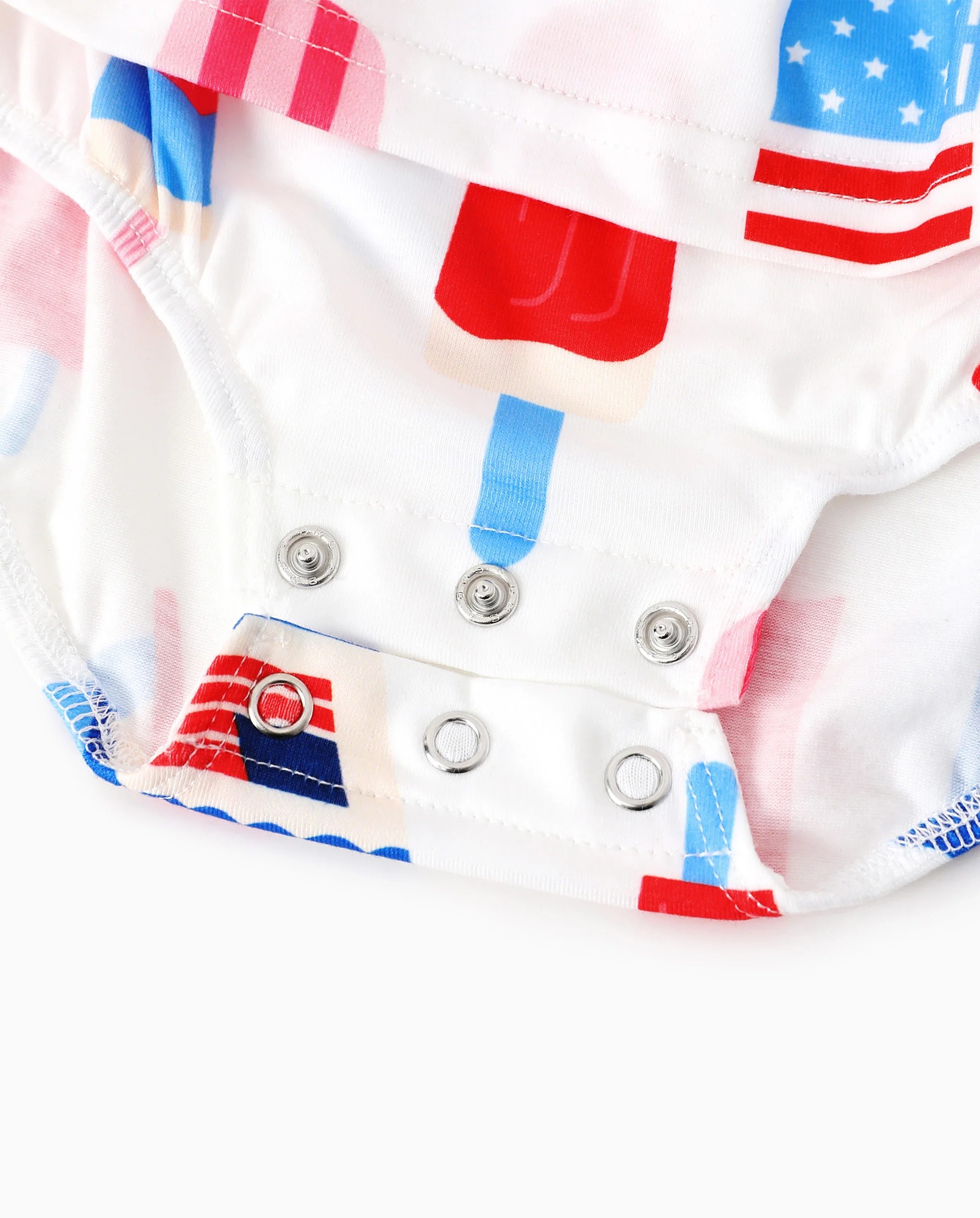 Independence Day Family Matching Patriotic Ice Cream Print Summer Cotton T-shirt & V-Neck Dresses White - Image 8