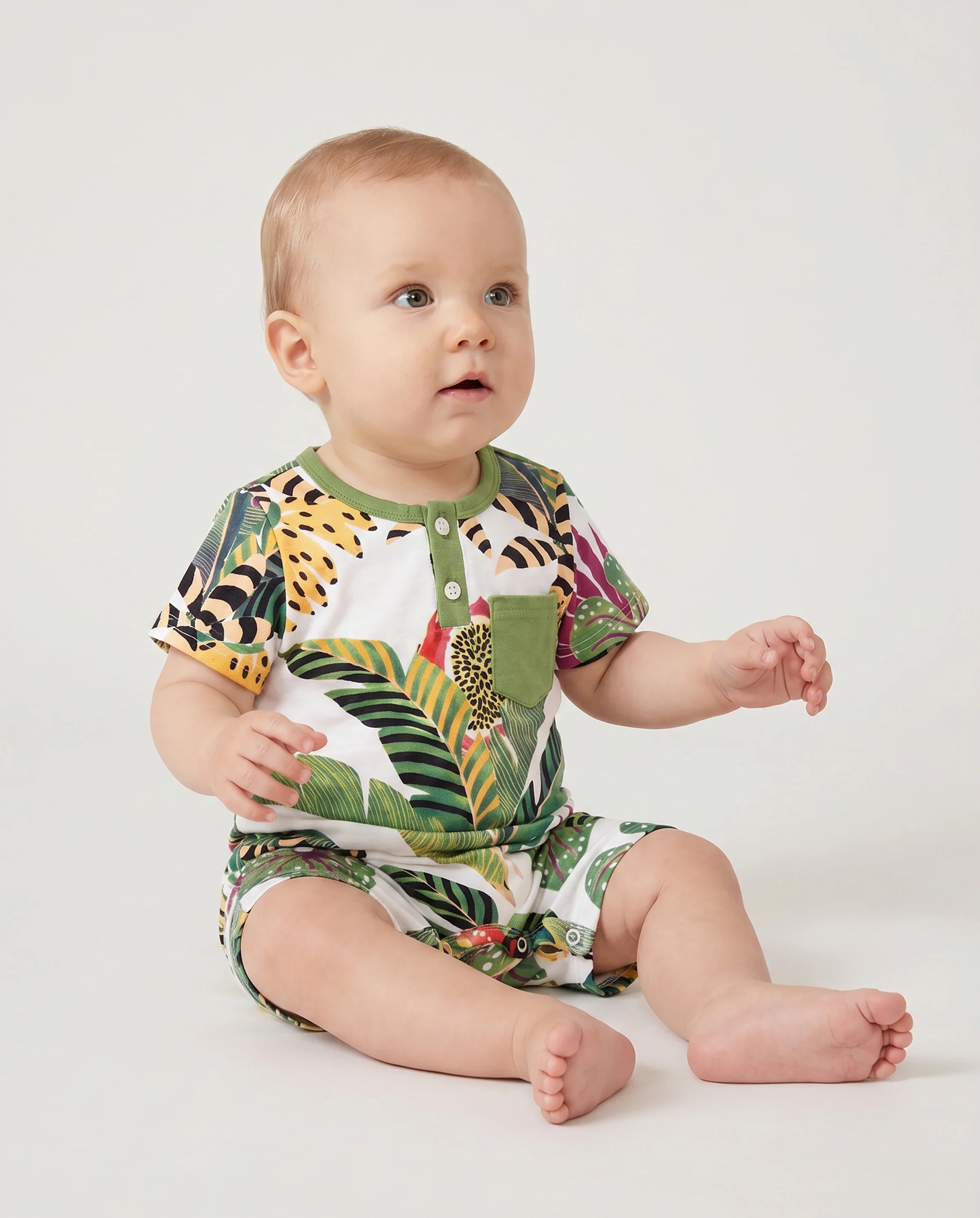 Family Matching Tropical Floral Print Short-sleeve Top or Camisole Dress Set Multi-color - Image 4