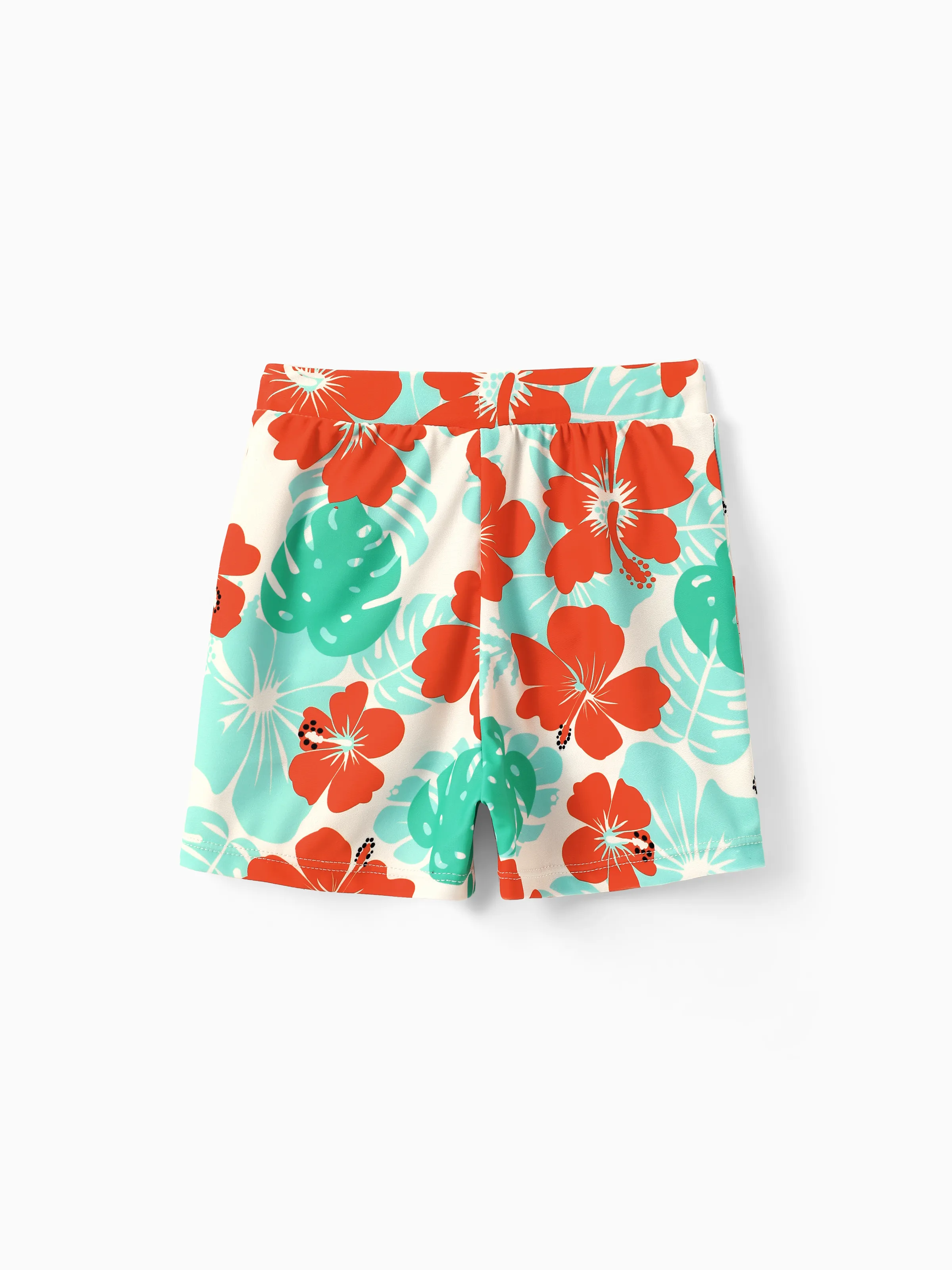 Family Matching Tropical Floral Print Swim Trunk or Ruffle Trim Bikini with Optional Beach Cover-Up Dress Orange - Image 17