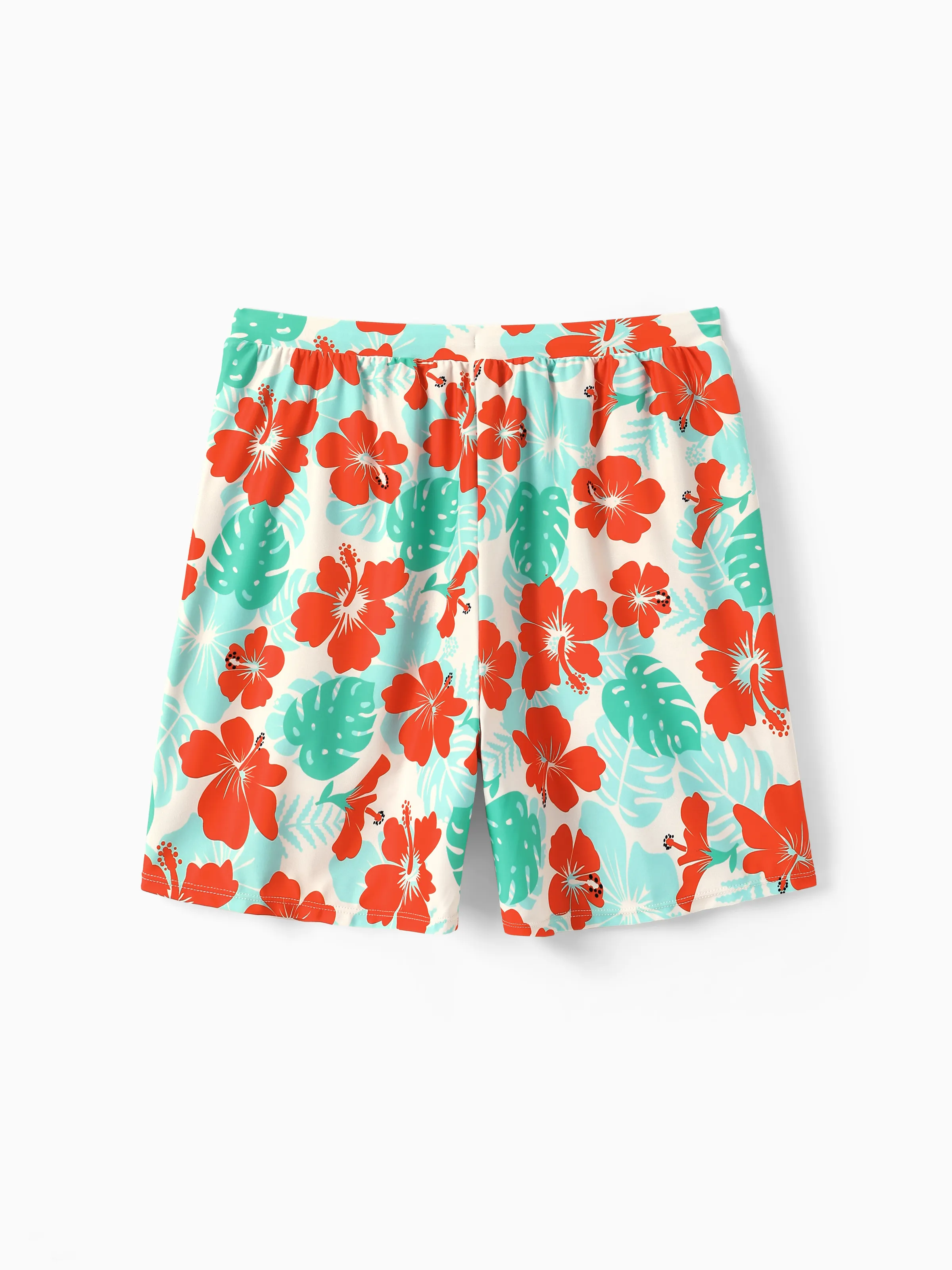 Family Matching Tropical Floral Print Swim Trunk or Ruffle Trim Bikini with Optional Beach Cover-Up Dress Orange - Image 22