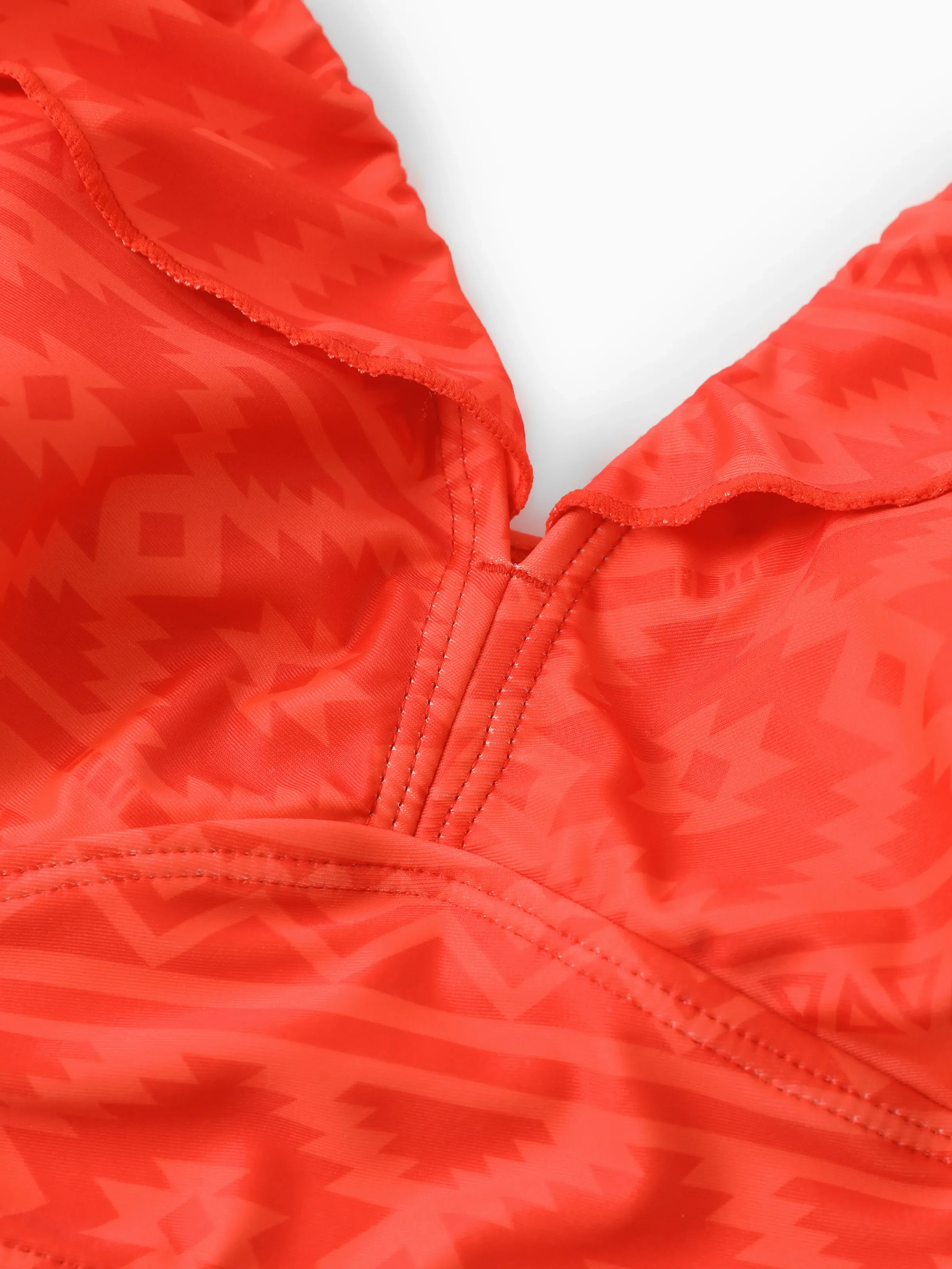 Family Matching Tropical Floral Print Swim Trunk or Ruffle Trim Bikini with Optional Beach Cover-Up Dress Orange - Image 5