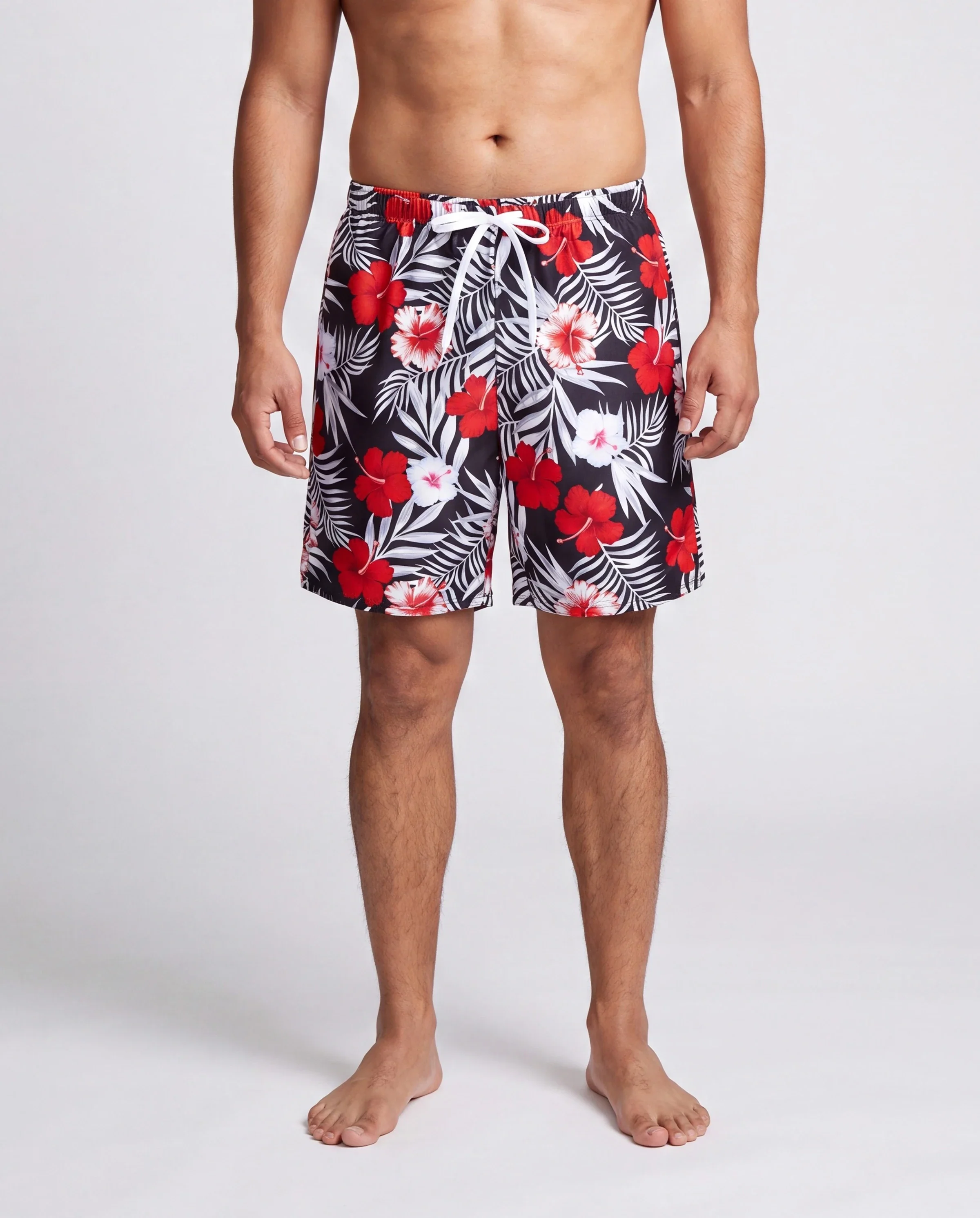 Family Matching Tropical Floral Swim Trunk or 2 Pieces Halter Swimsuit Black - Image 5