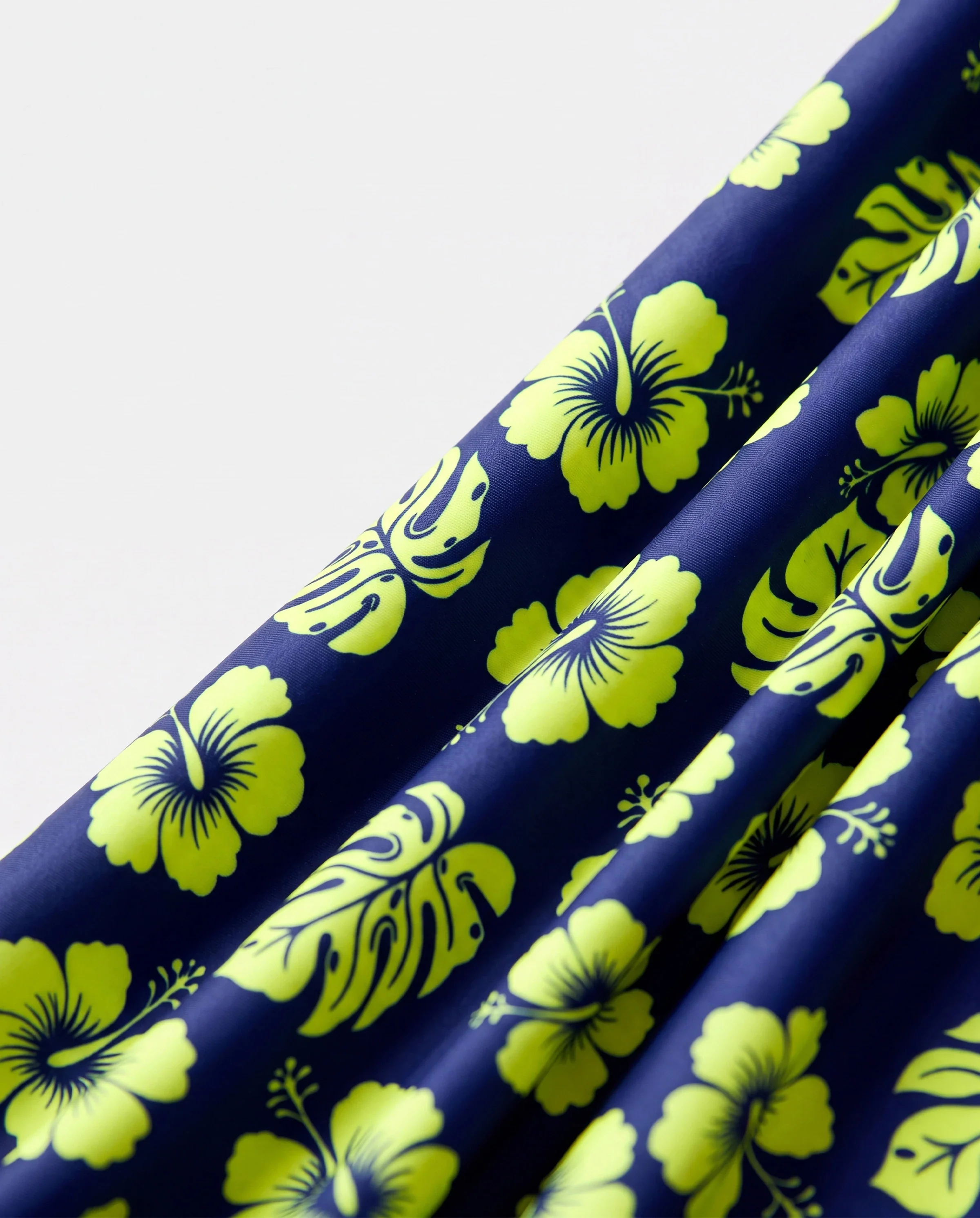 Family Matching Tropical Floral Swimsuits Halter Bikini & Swim Trunks Set Deep Blue - Image 6