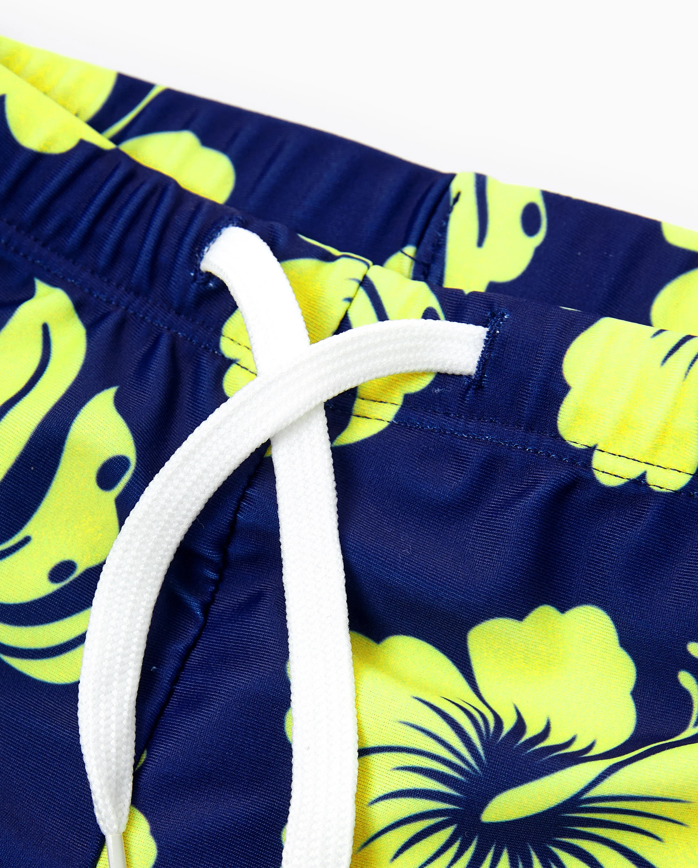 Family Matching Tropical Floral Swimsuits Halter Bikini & Swim Trunks Set Deep Blue - Image 8