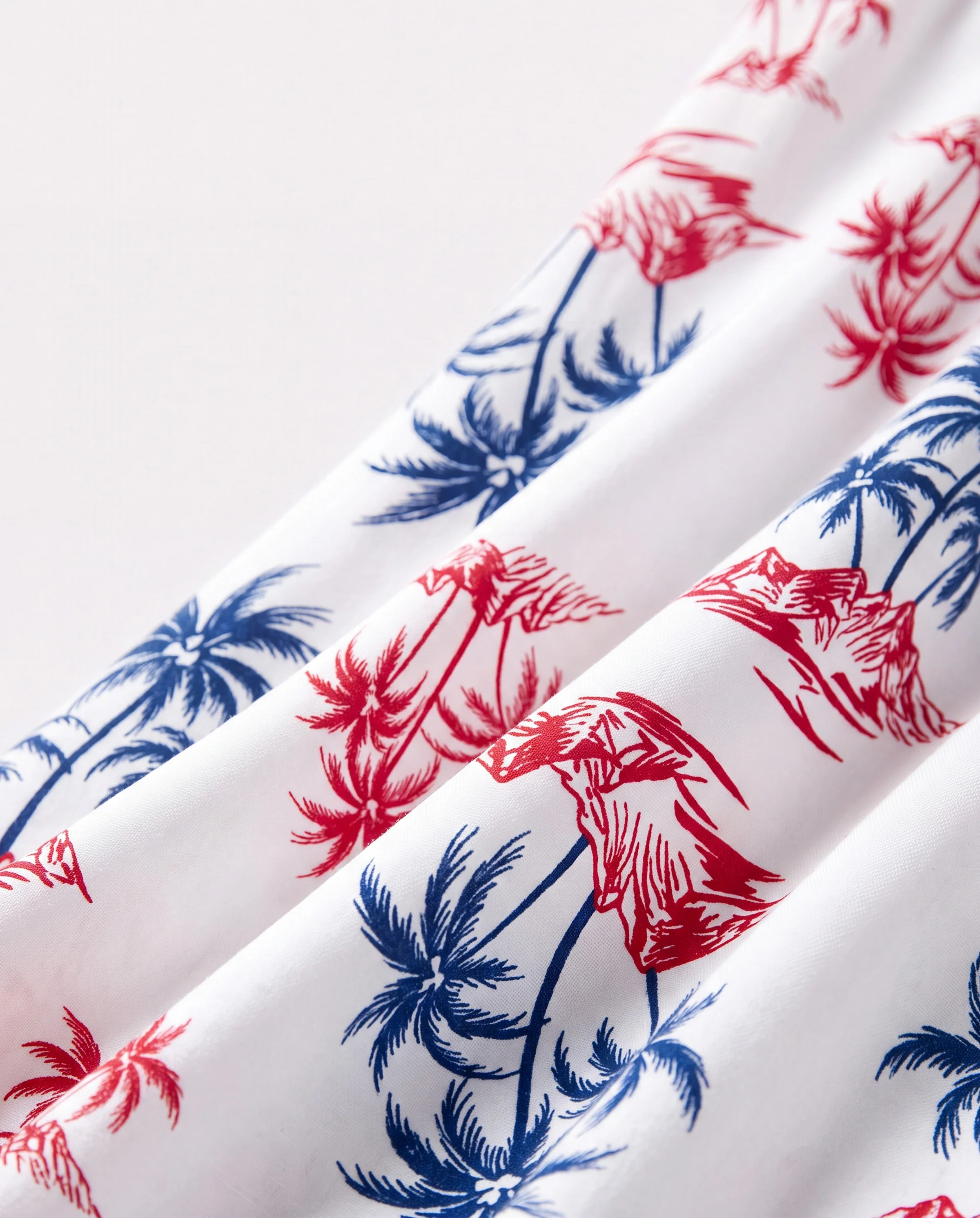 Independence Day Matching Family Outfits Red & Blue Palm Tree Print Hawaiian Vacation Clothes Summer Beach Shirt & Dress Set Multi-color - Image 7