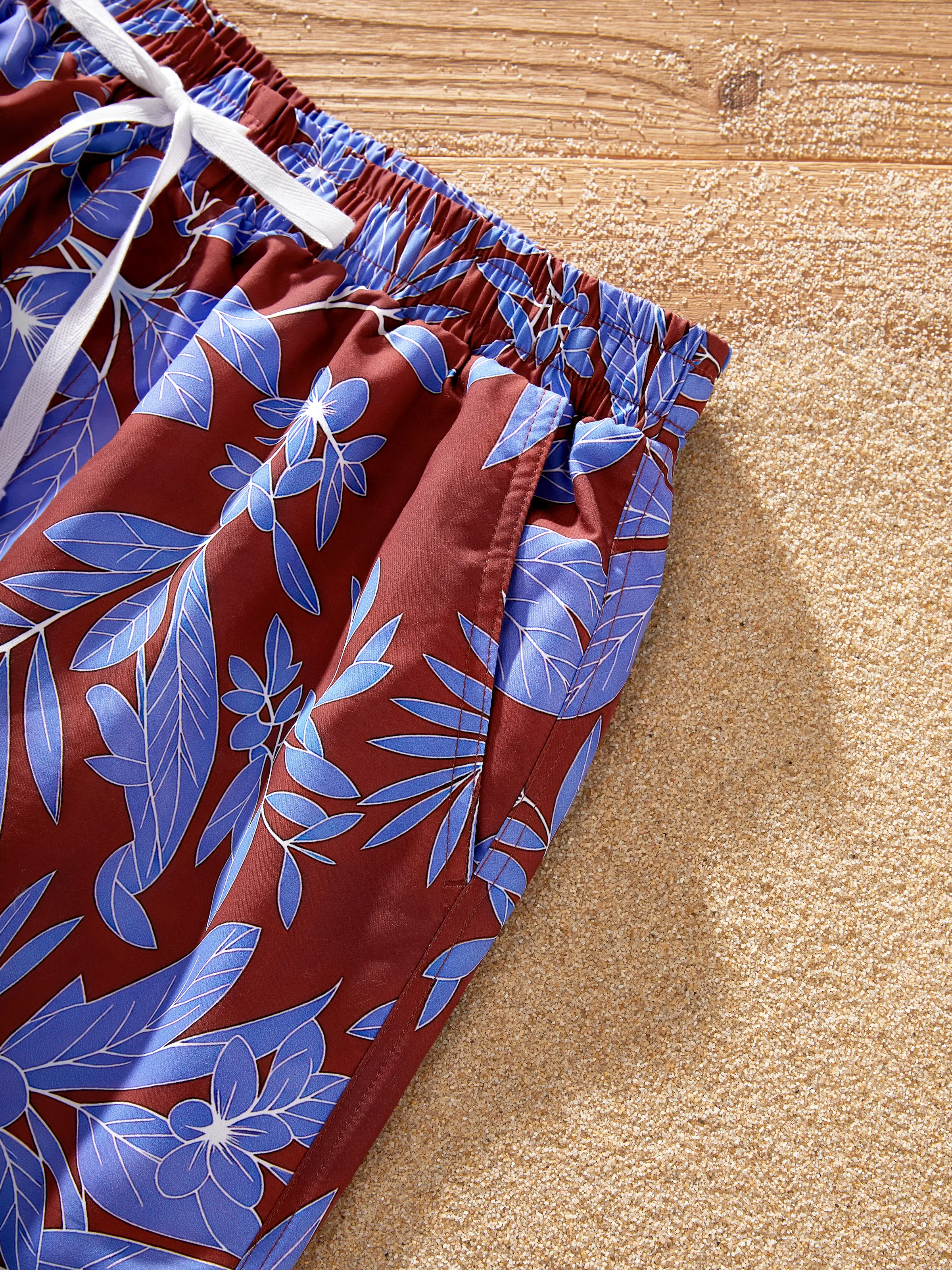 Family Matching Tropical Leaf Print Swimsuits Cutout One-Piece & Swim Trunks Set Multi-color - Image 13