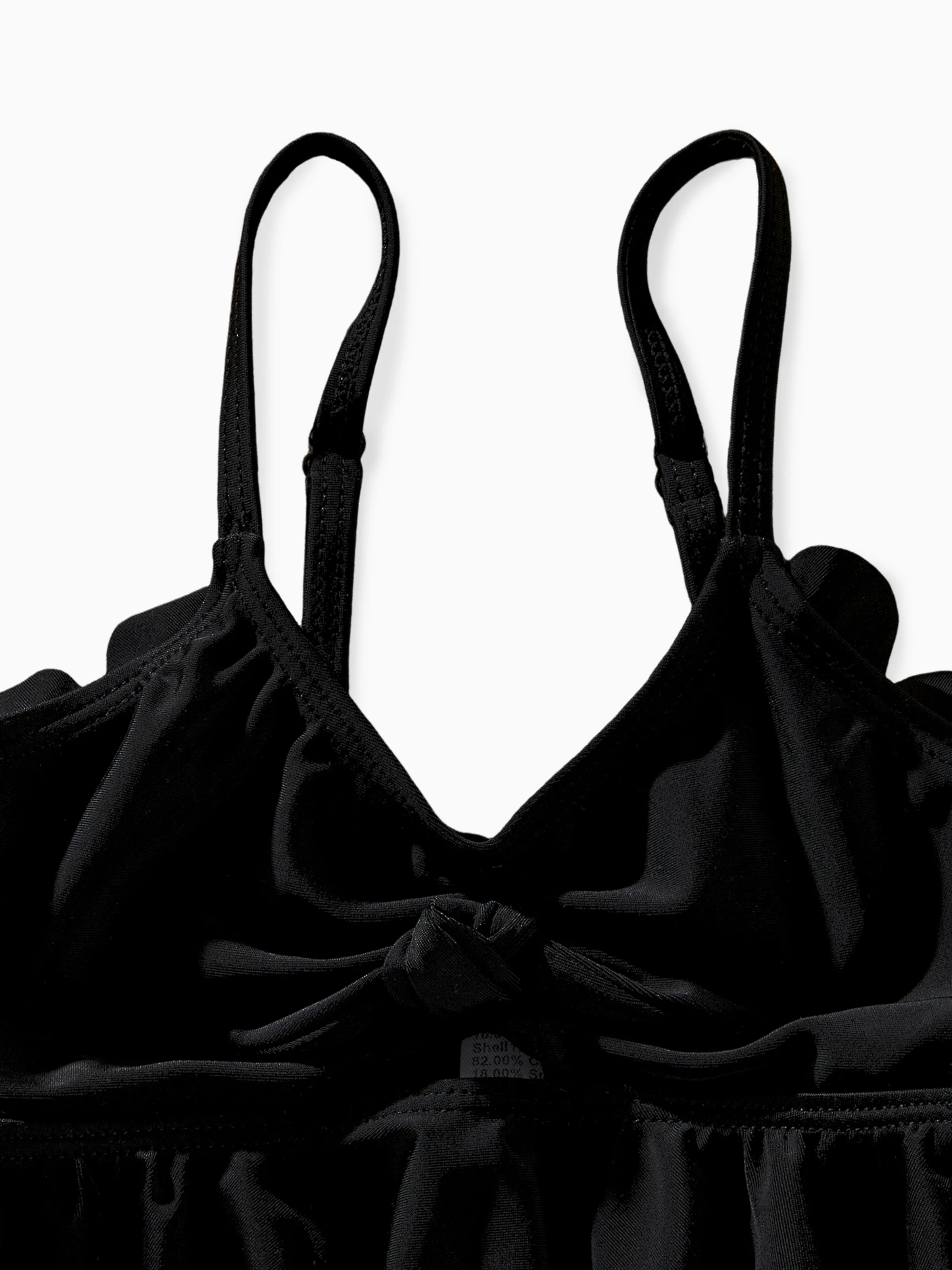 Family Matching Tropical Print Swimwear Set V-Neck Bikini & Swim Trunks Black - Image 9