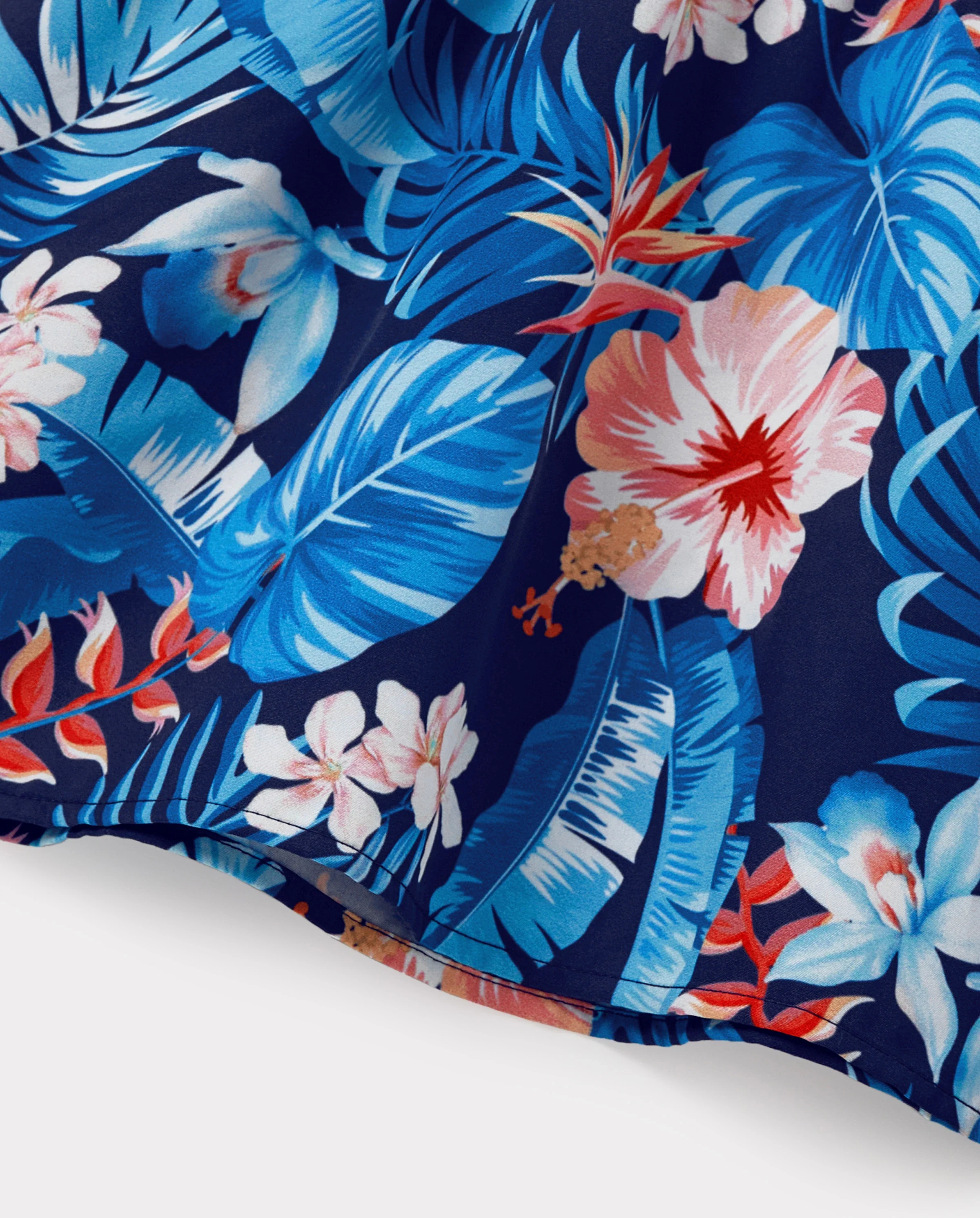 Family Matching Vacation Set Tropical Floral Print Shirt or Halter Dresses for Dad, Mom, Kids & Baby, Perfect for Summer Holidays & Family Photos Deep Blue - Image 9