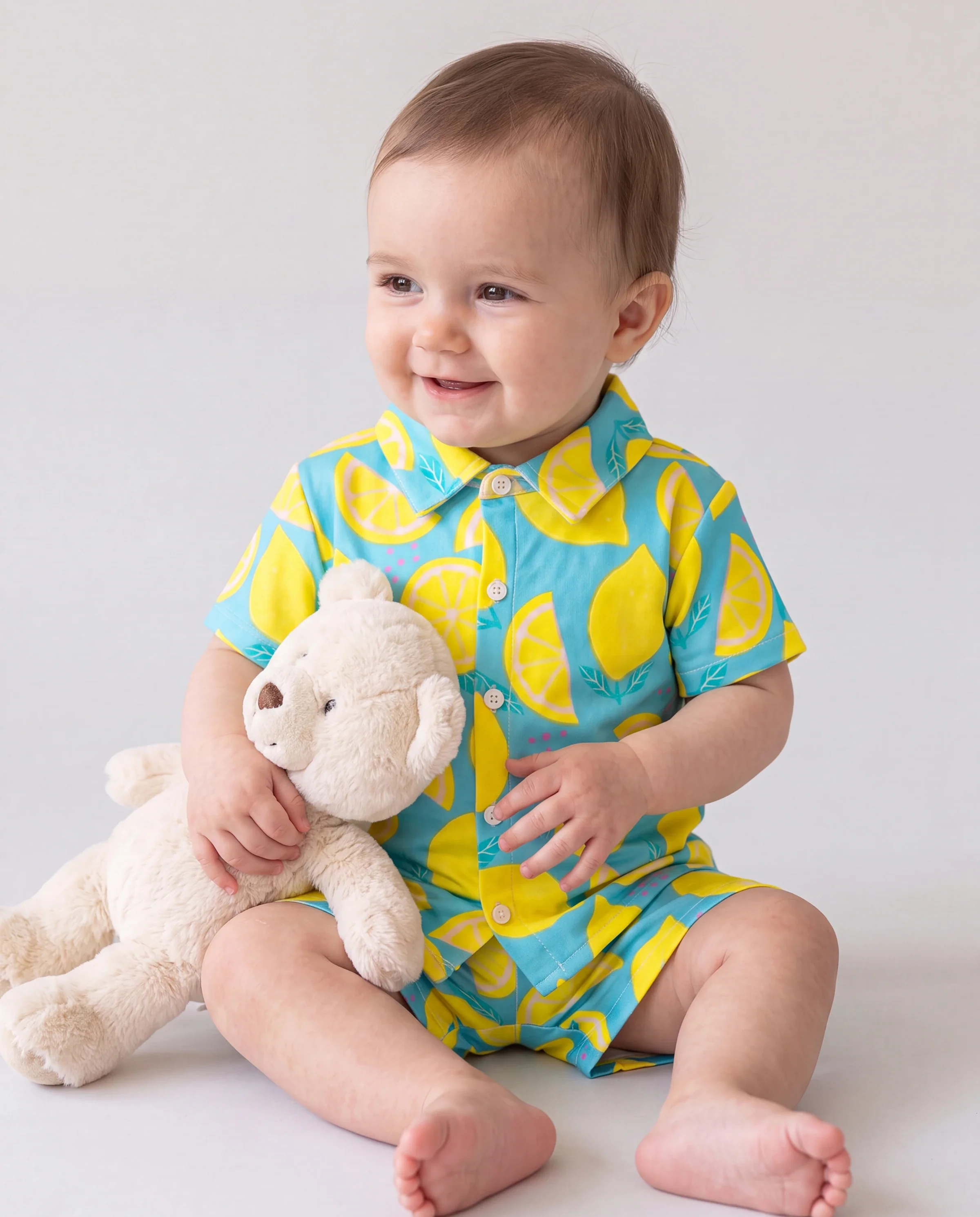 Fresh Market Baby Boy Lemon Shirt & Shorts Set Turquoise - Image 3