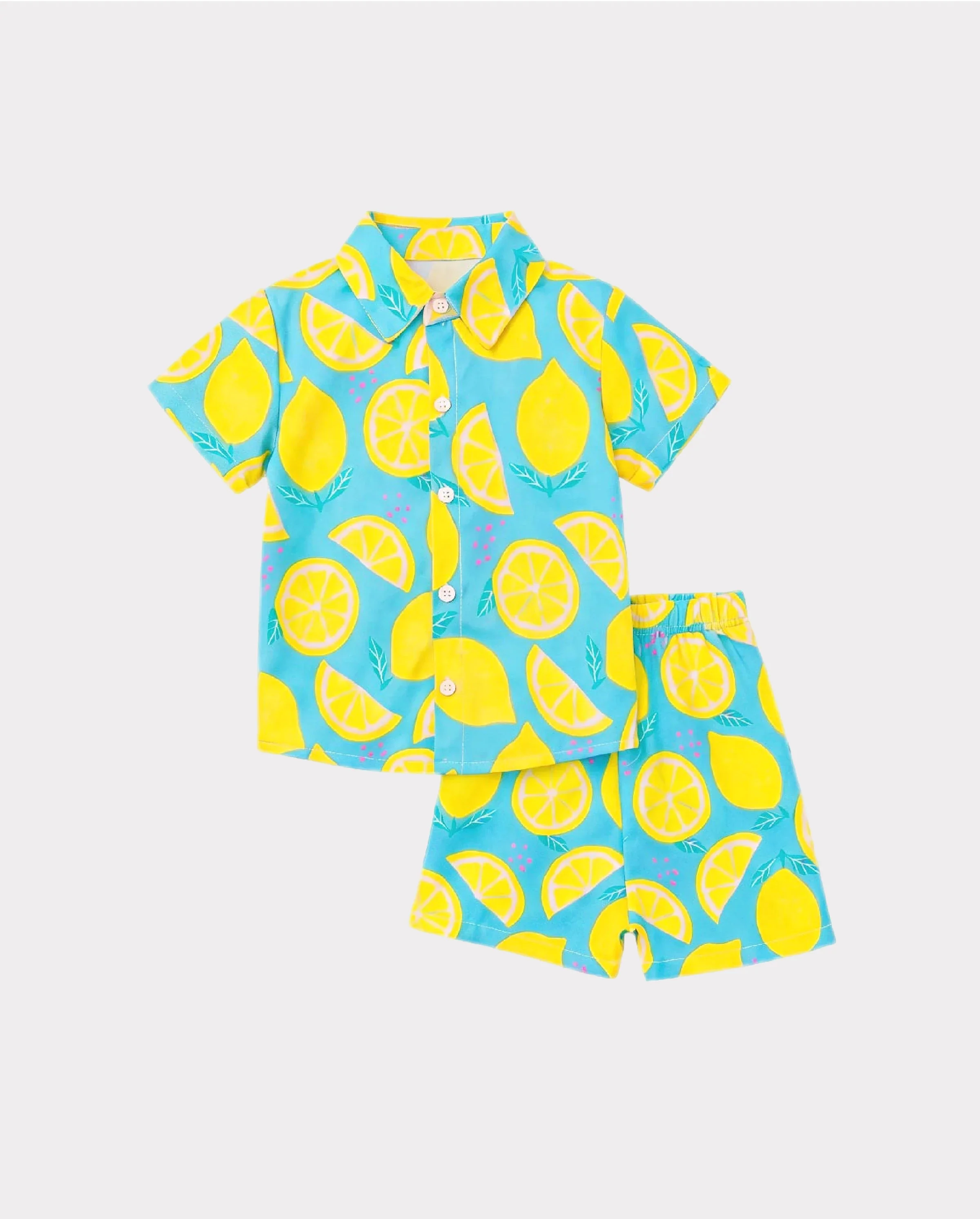 Fresh Market Baby Boy Lemon Shirt & Shorts Set Turquoise - Image 5