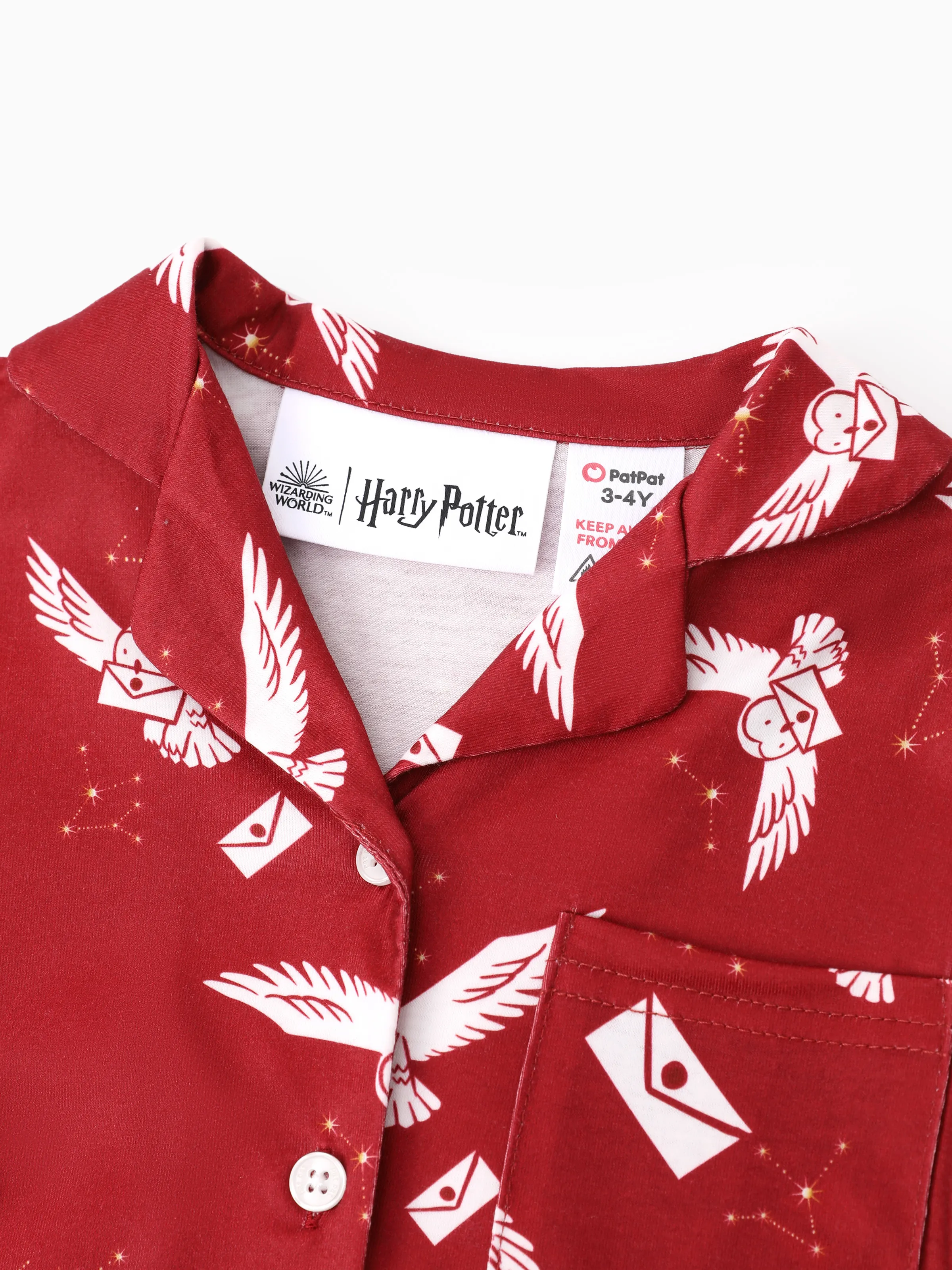 Harry Potter Family Matching 2pcs Christmas Owl Pattern Lapel Long-sleeve Pajamas Set (Flame Resistant) MultiColour - Image 11