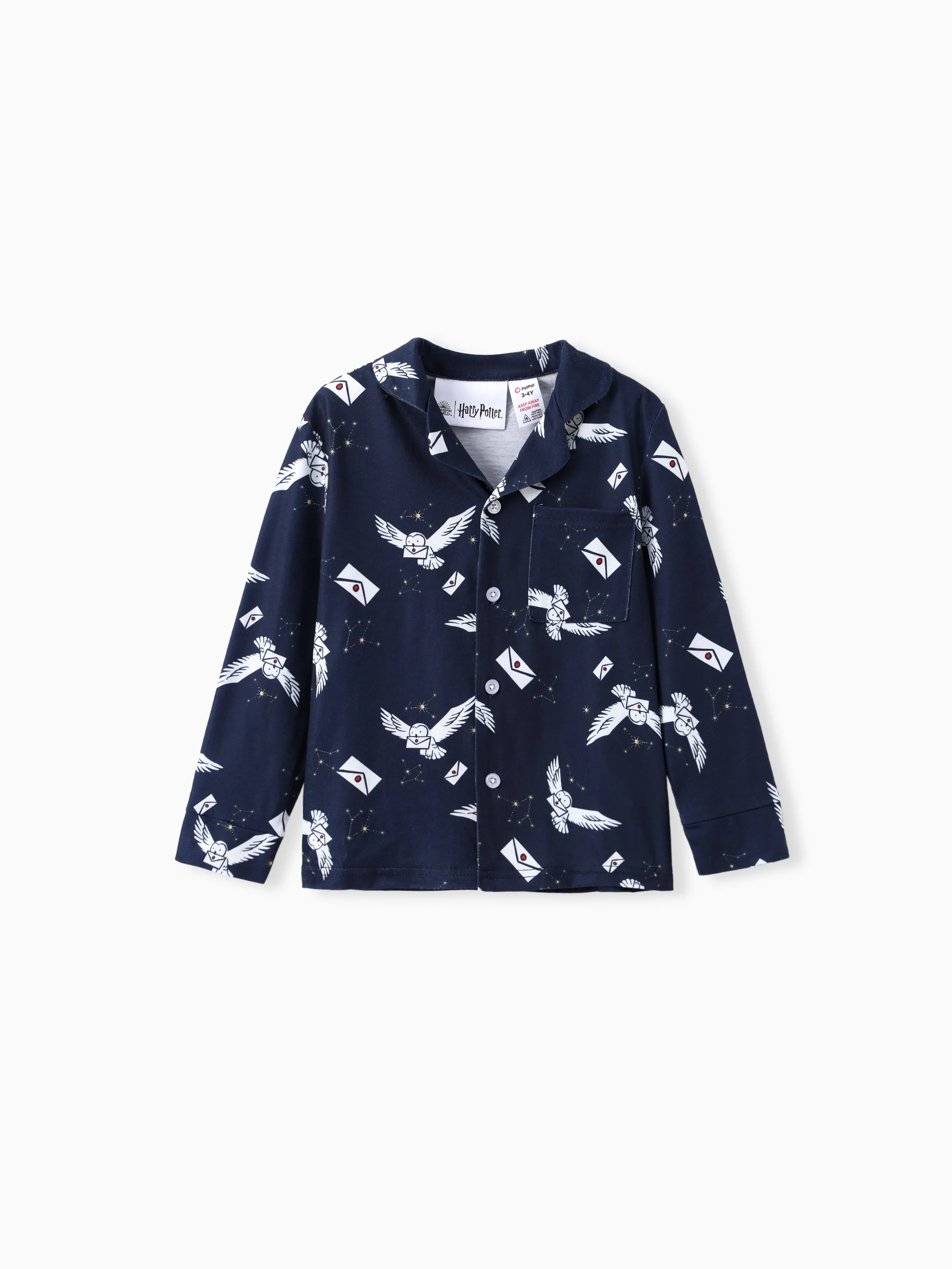 Harry Potter Family Matching 2pcs Christmas Owl Pattern Lapel Long-sleeve Pajamas Set (Flame Resistant) MultiColour - Image 14