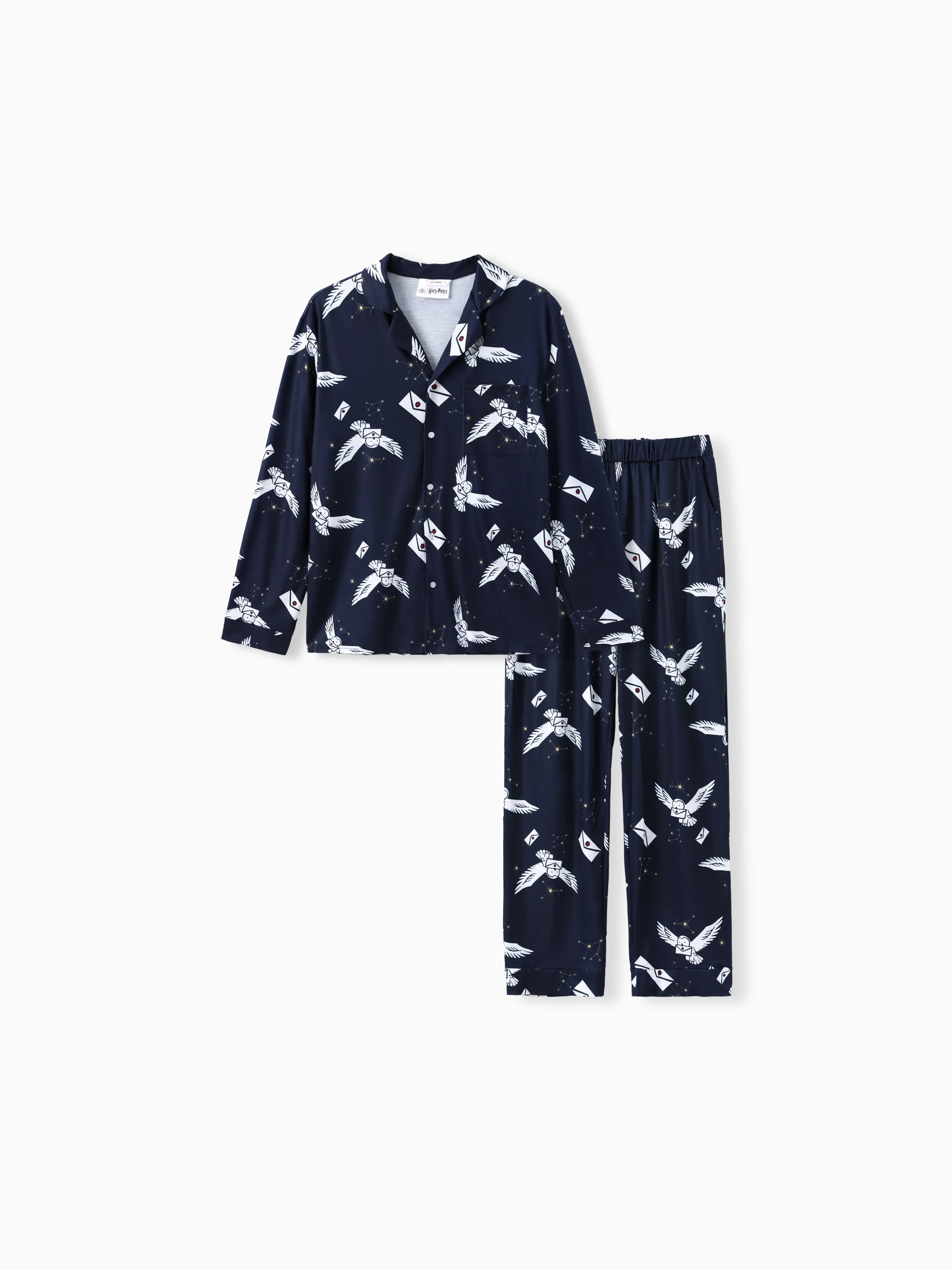 Harry Potter Family Matching 2pcs Christmas Owl Pattern Lapel Long-sleeve Pajamas Set (Flame Resistant) MultiColour - Image 17