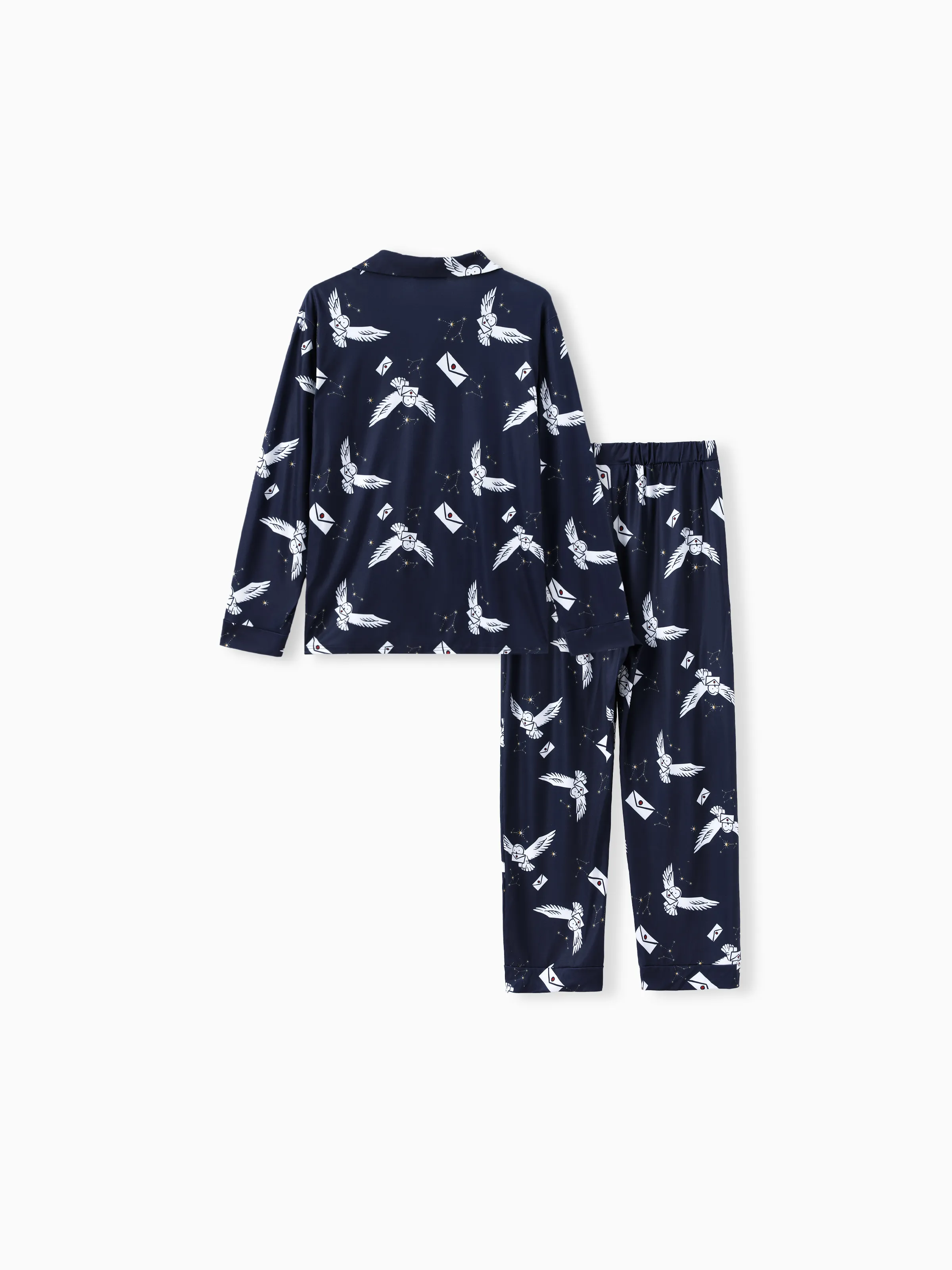 Harry Potter Family Matching 2pcs Christmas Owl Pattern Lapel Long-sleeve Pajamas Set (Flame Resistant) MultiColour - Image 18