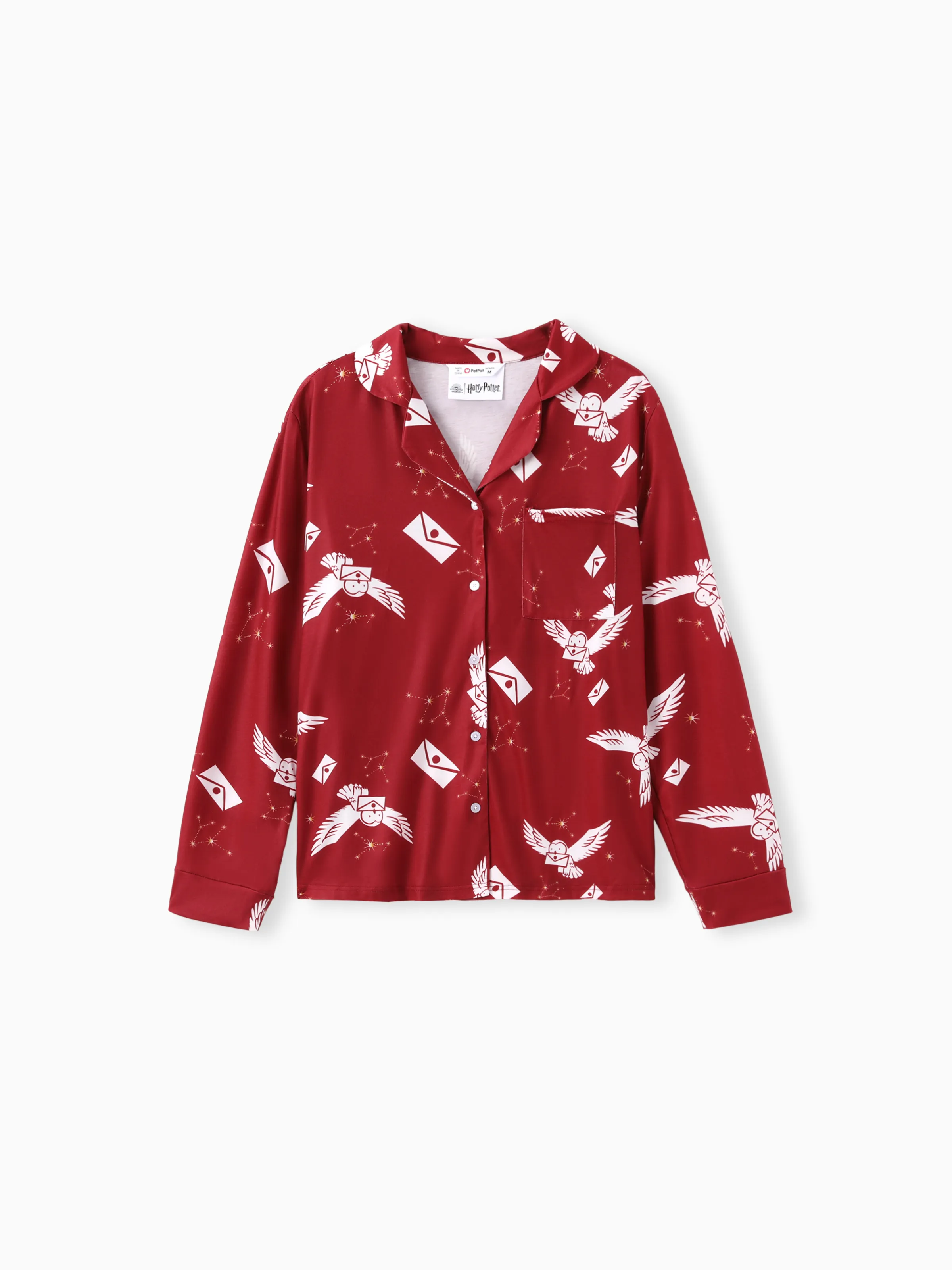 Harry Potter Family Matching 2pcs Christmas Owl Pattern Lapel Long-sleeve Pajamas Set (Flame Resistant) MultiColour - Image 4