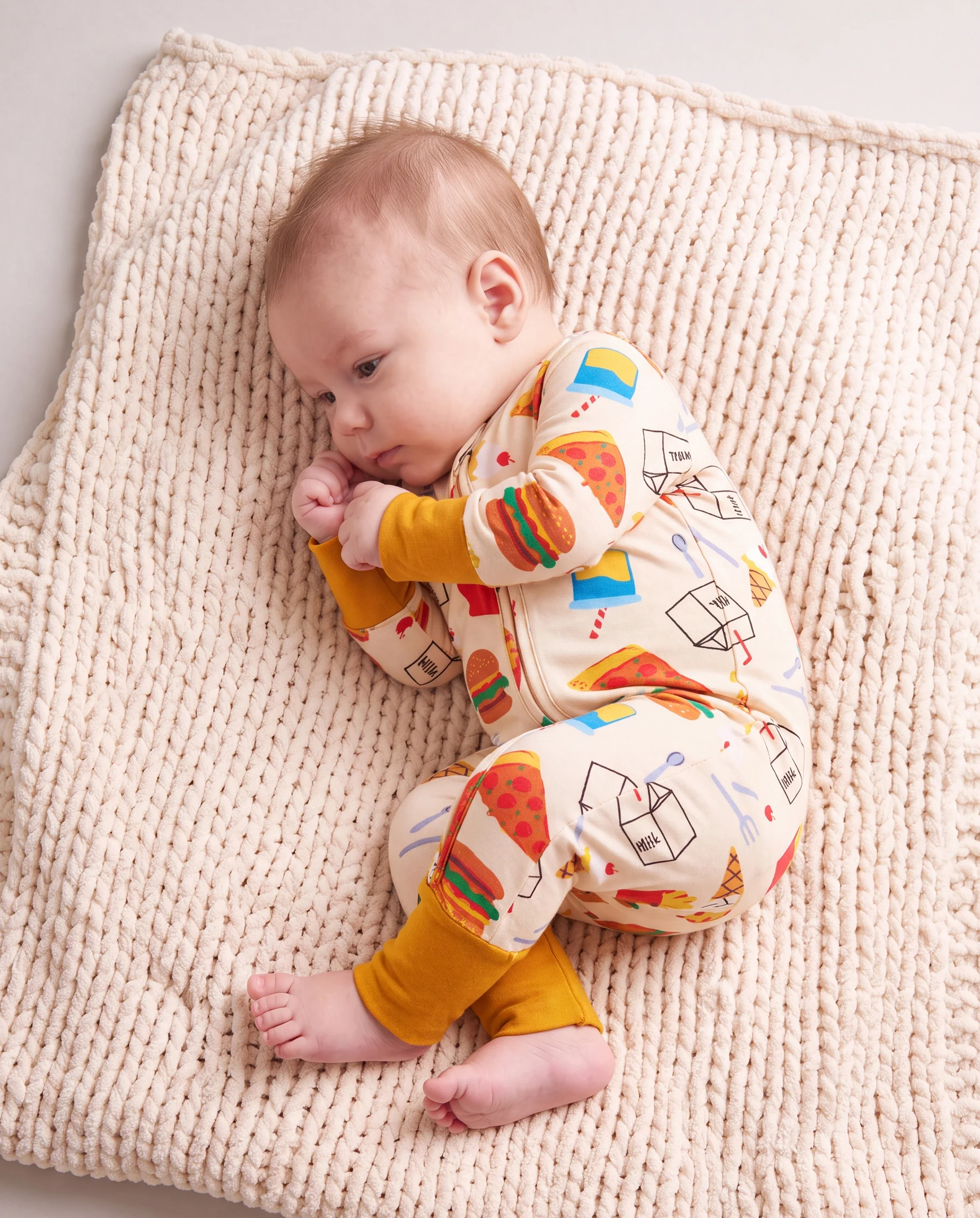Kids Baby / Girl Bamboo Pajamas With Childlike Print (Snug-Fitting) Brown - Image 3