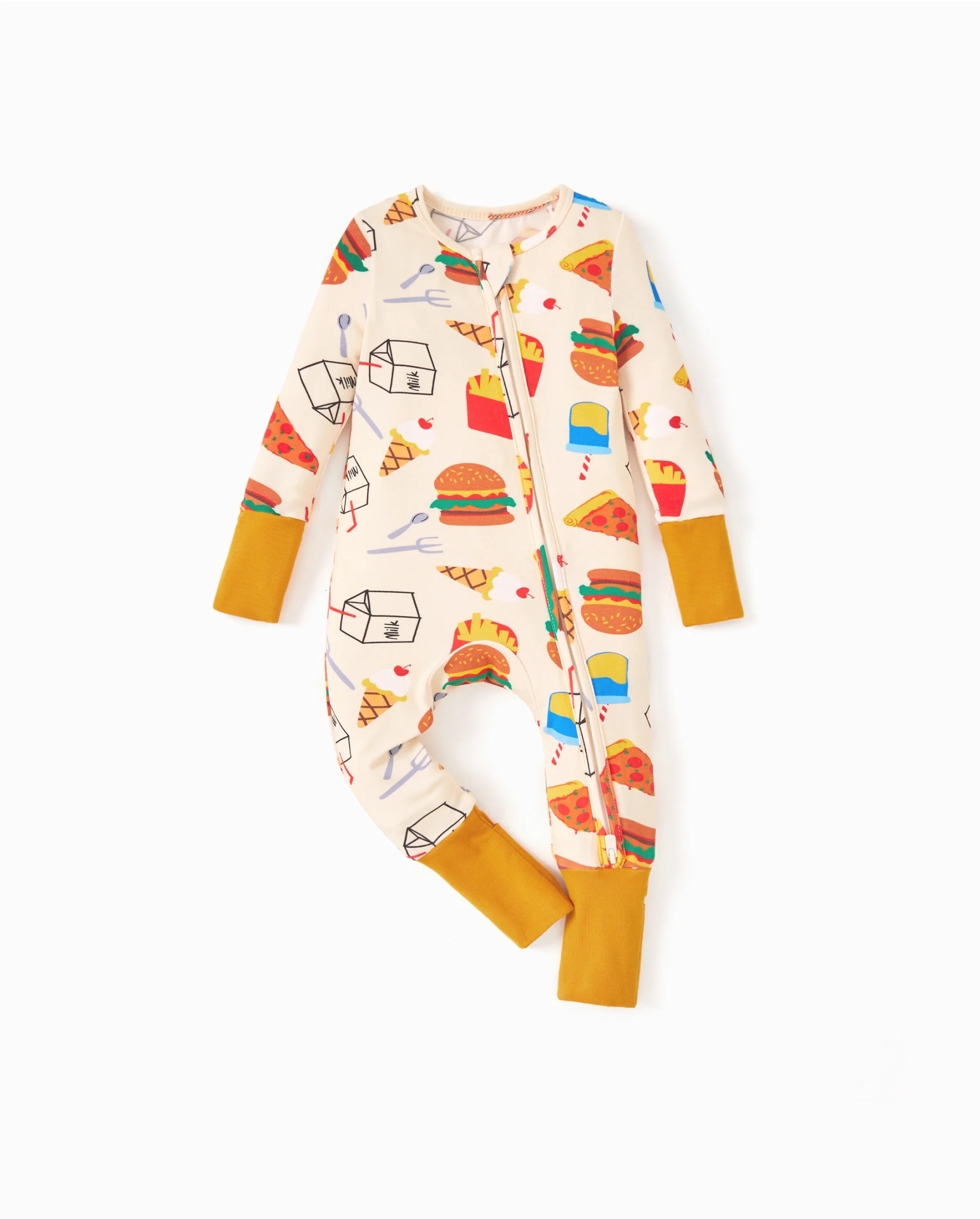 Kids Baby / Girl Bamboo Pajamas With Childlike Print (Snug-Fitting) Brown - Image 5