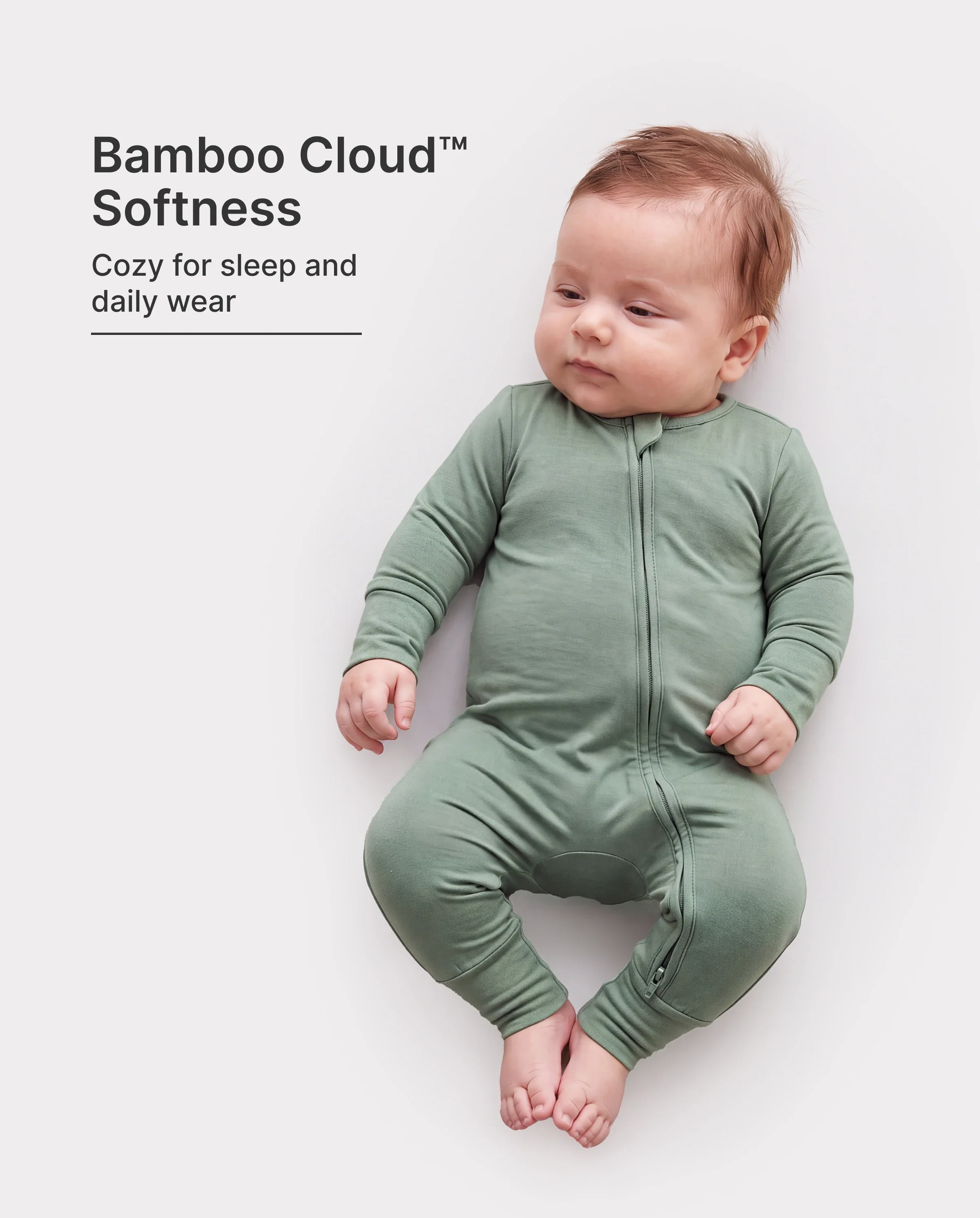 Kids Baby / Girl Bamboo Pajamas With Childlike Print (Snug-Fitting) Dark Green - Image 2