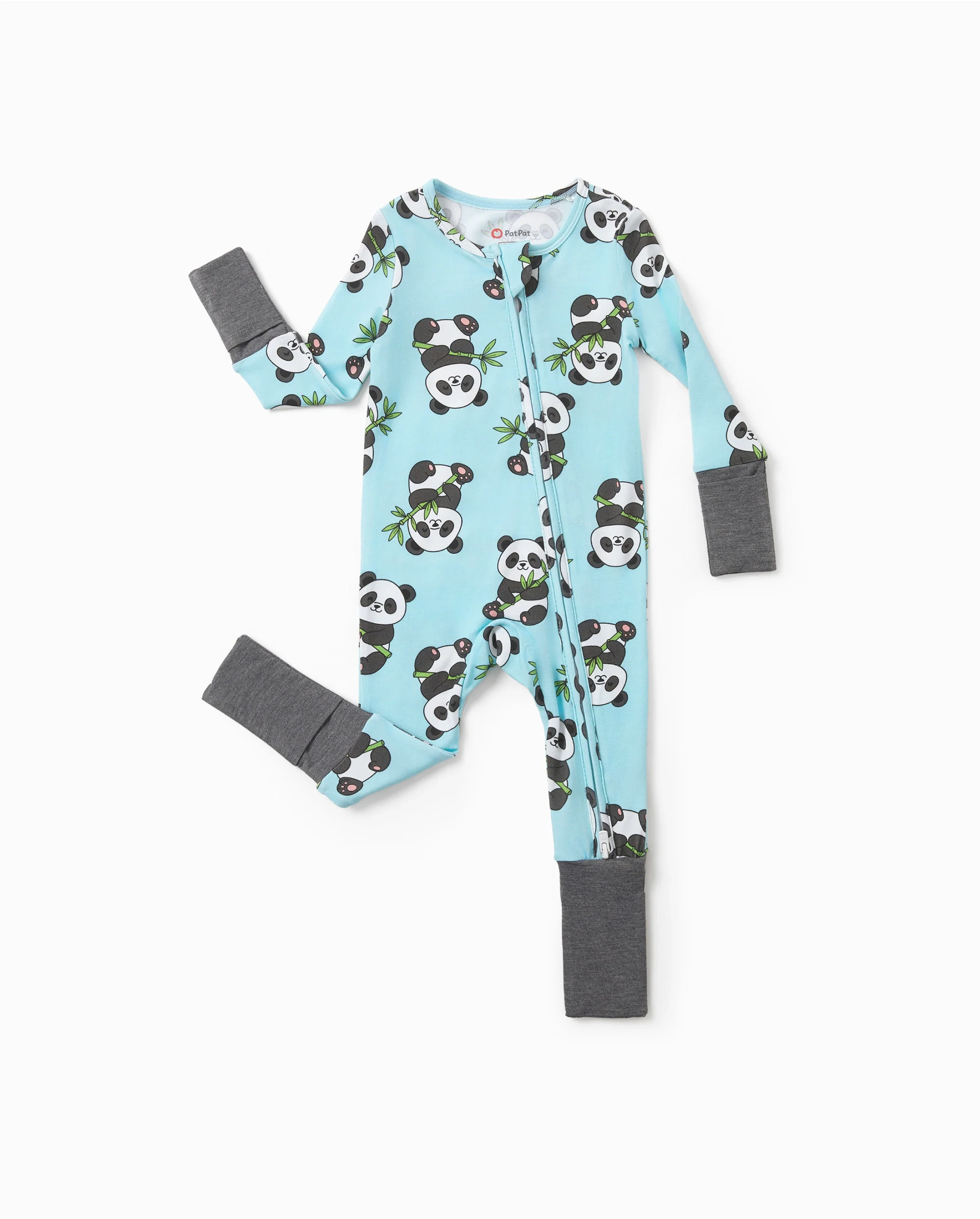 Kids Baby / Girl Bamboo Pajamas With Childlike Print (Snug-Fitting) Light Blue - Image 5