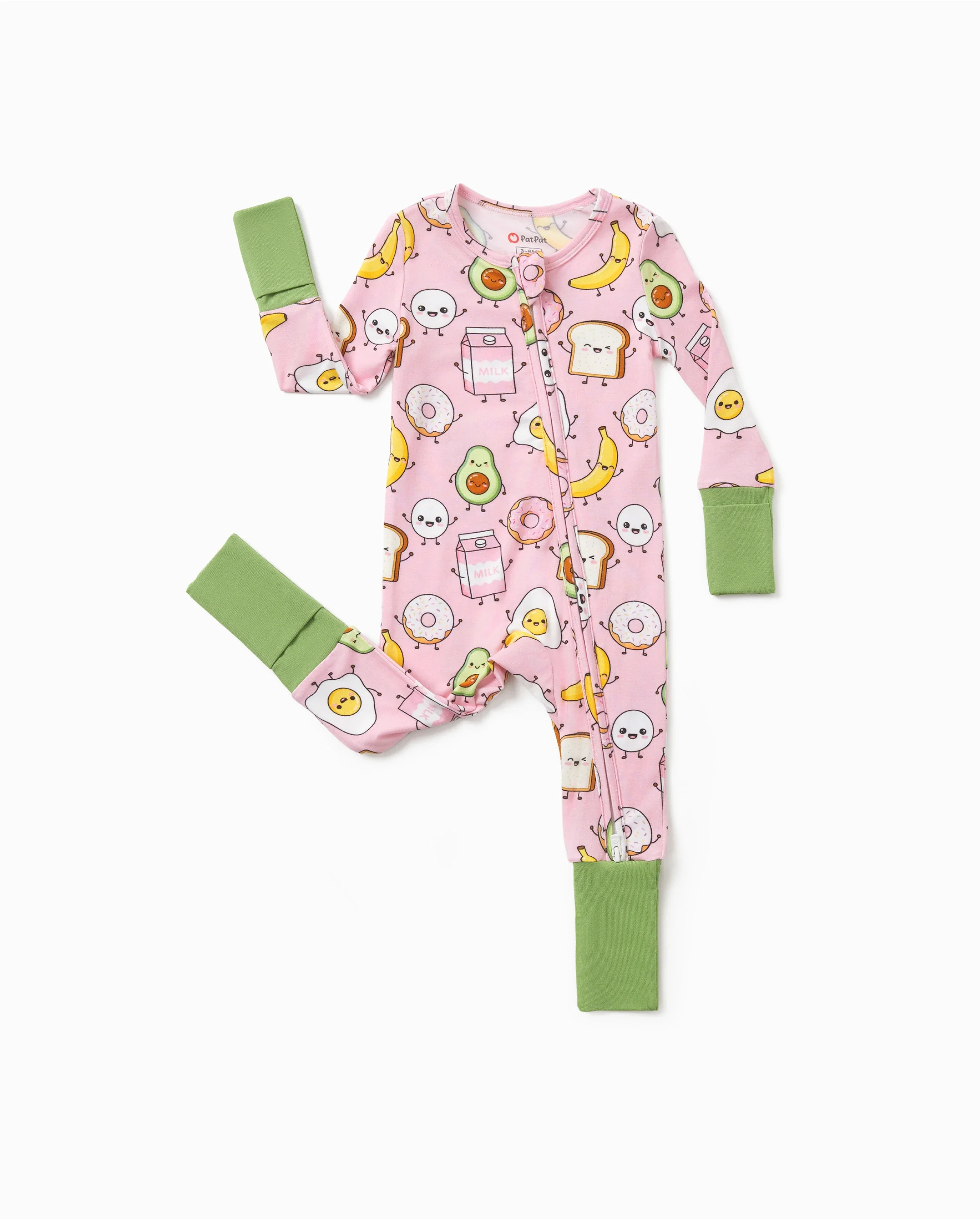 Kids Baby / Girl Bamboo Pajamas With Childlike Print (Snug-Fitting) Peach Pink - Image 5