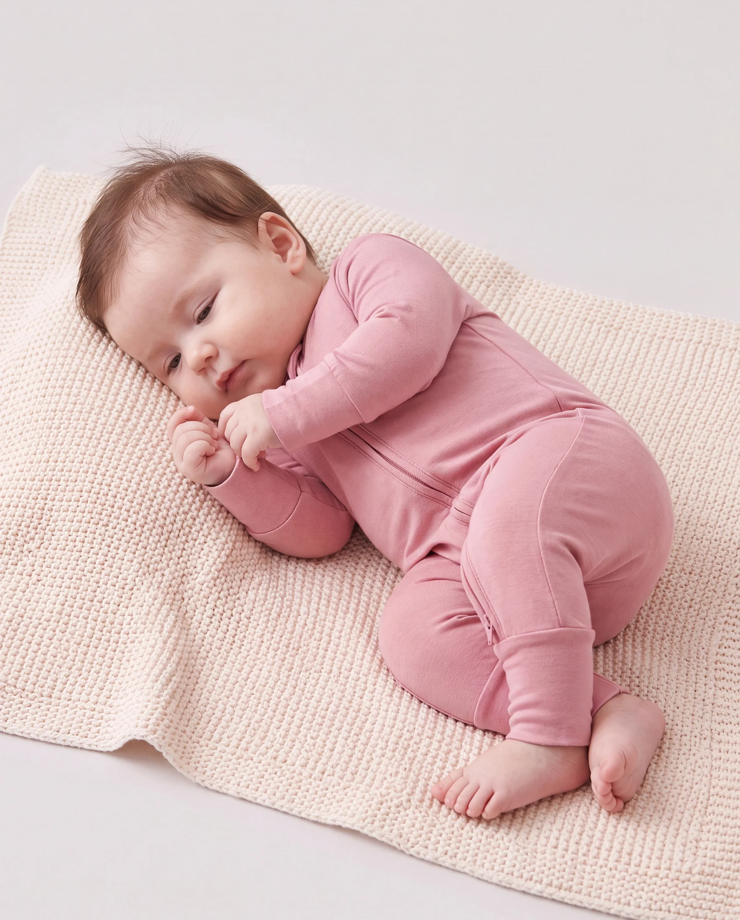 Kids Baby / Girl Bamboo Pajamas With Childlike Print (Snug-Fitting) Pink - Image 3