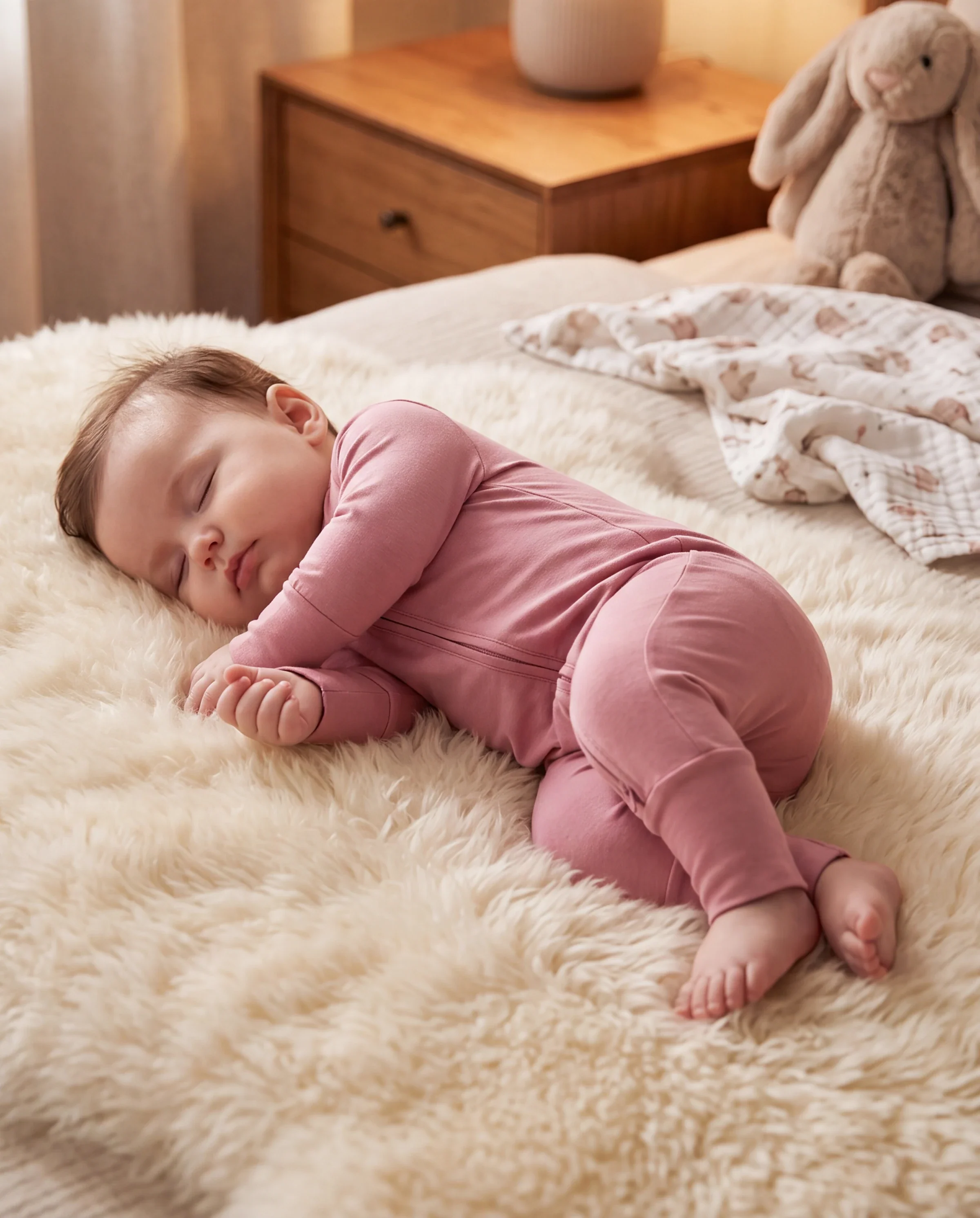 Kids Baby / Girl Bamboo Pajamas With Childlike Print (Snug-Fitting) Pink - Image 6