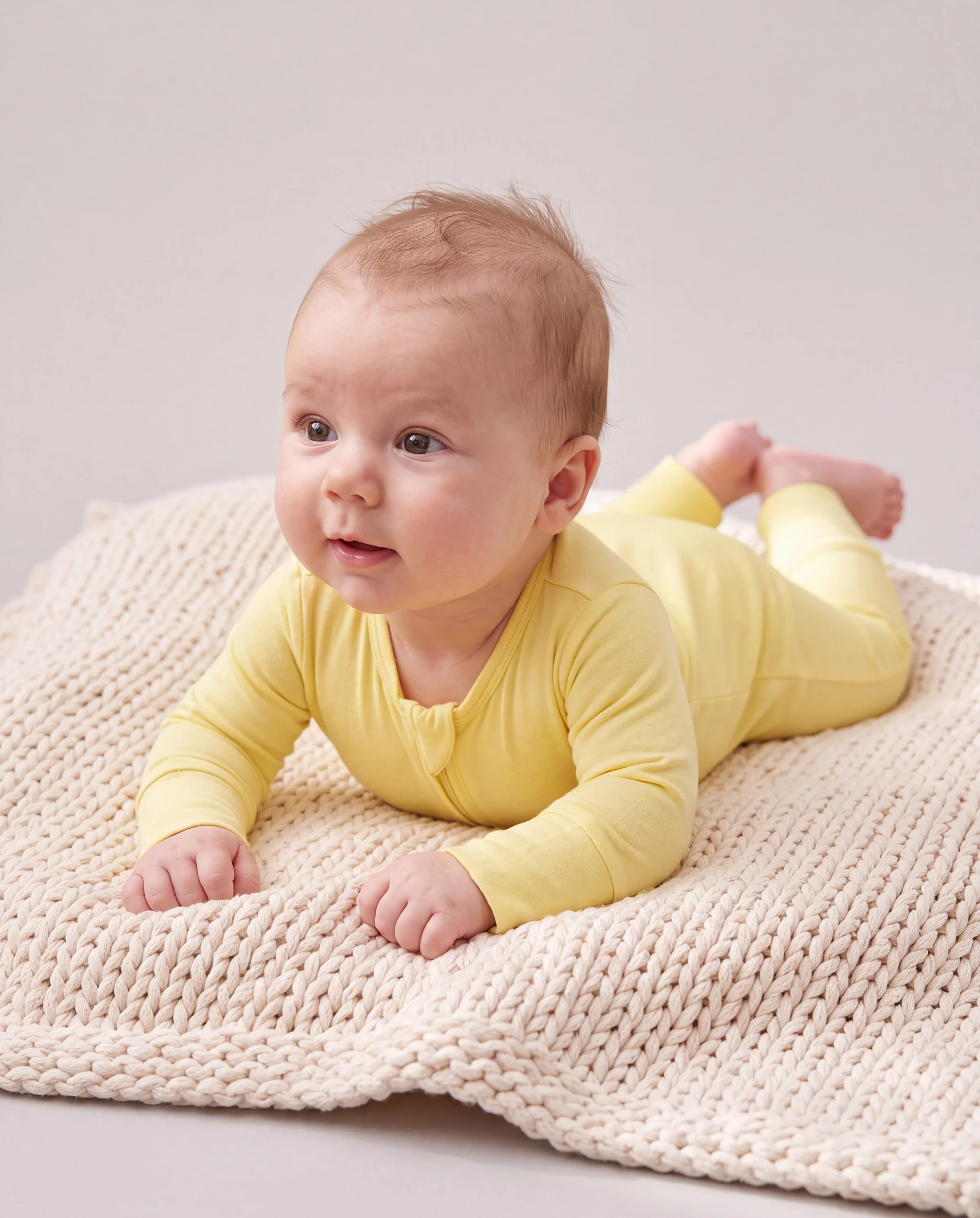 Kids Baby / Girl Bamboo Pajamas With Childlike Print (Snug-Fitting) Yellow - Image 2