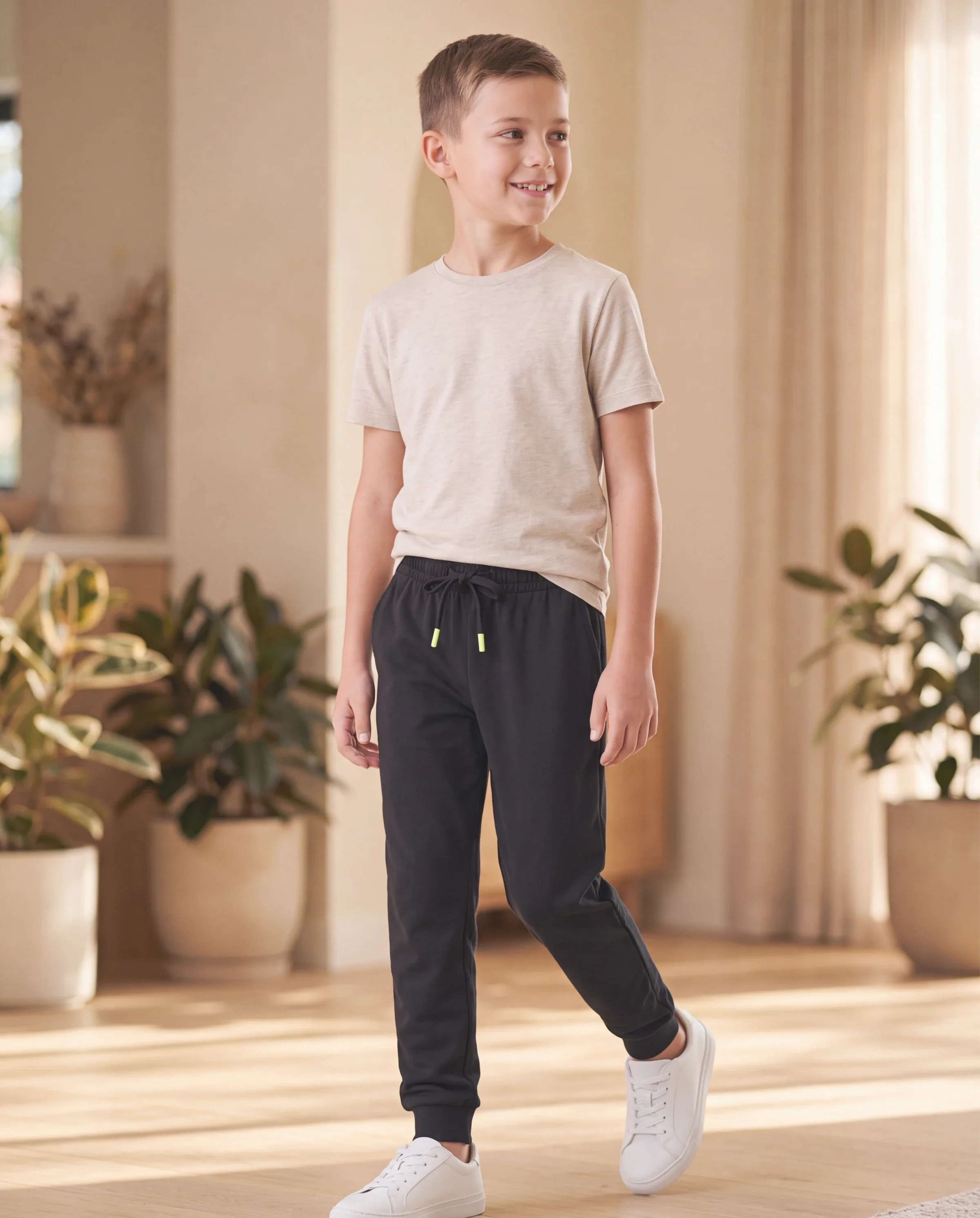 kids-jogger-pants-with-elastic-waistband-and-drawstring-comfortable-everyday-sweatpants-with-pockets-for-boys-and-girls-black - Image 6