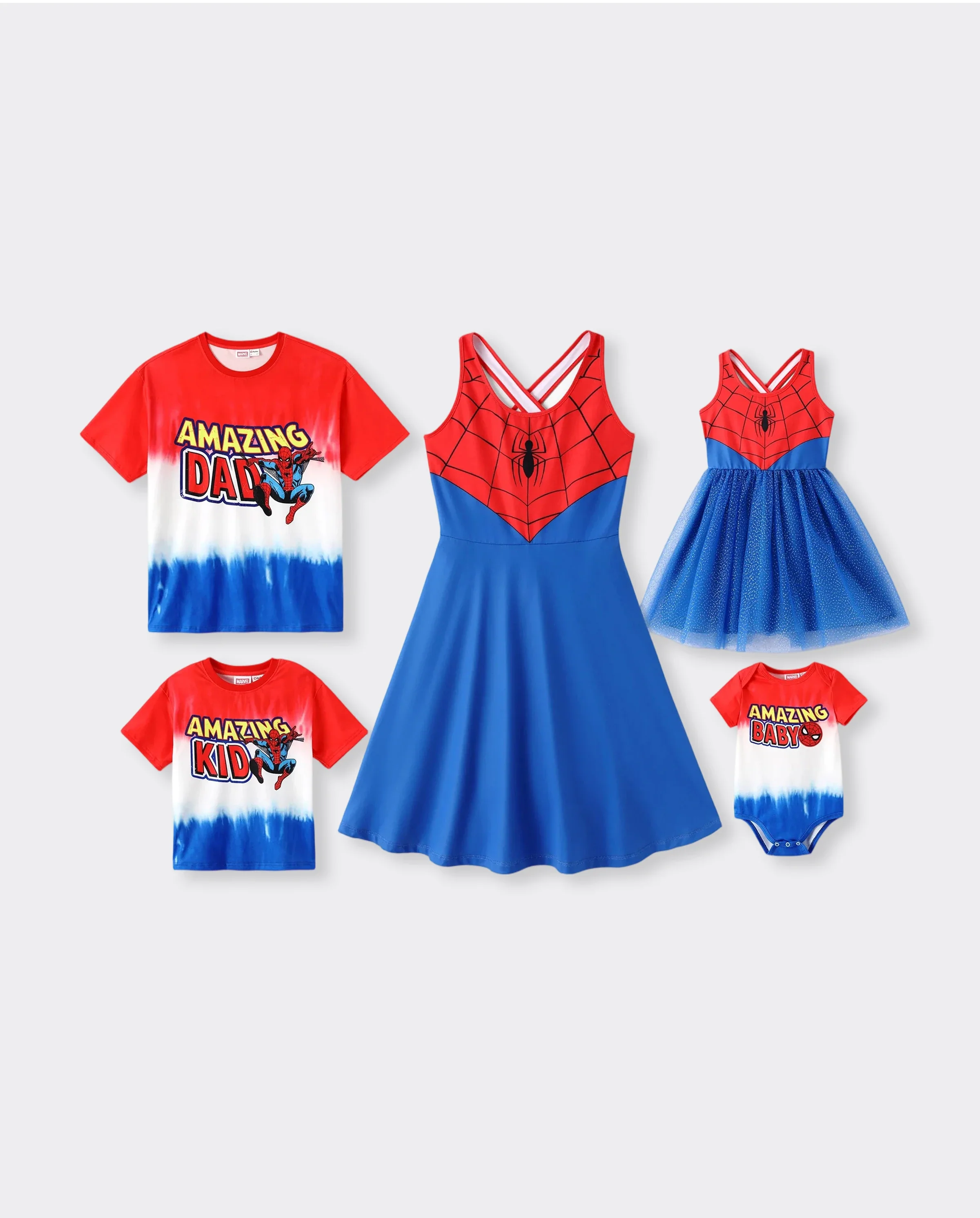 Marvel Family Matching Outfit Spider-Man Cosplay Costume Top/Sleeveless Dress Set Multi-color