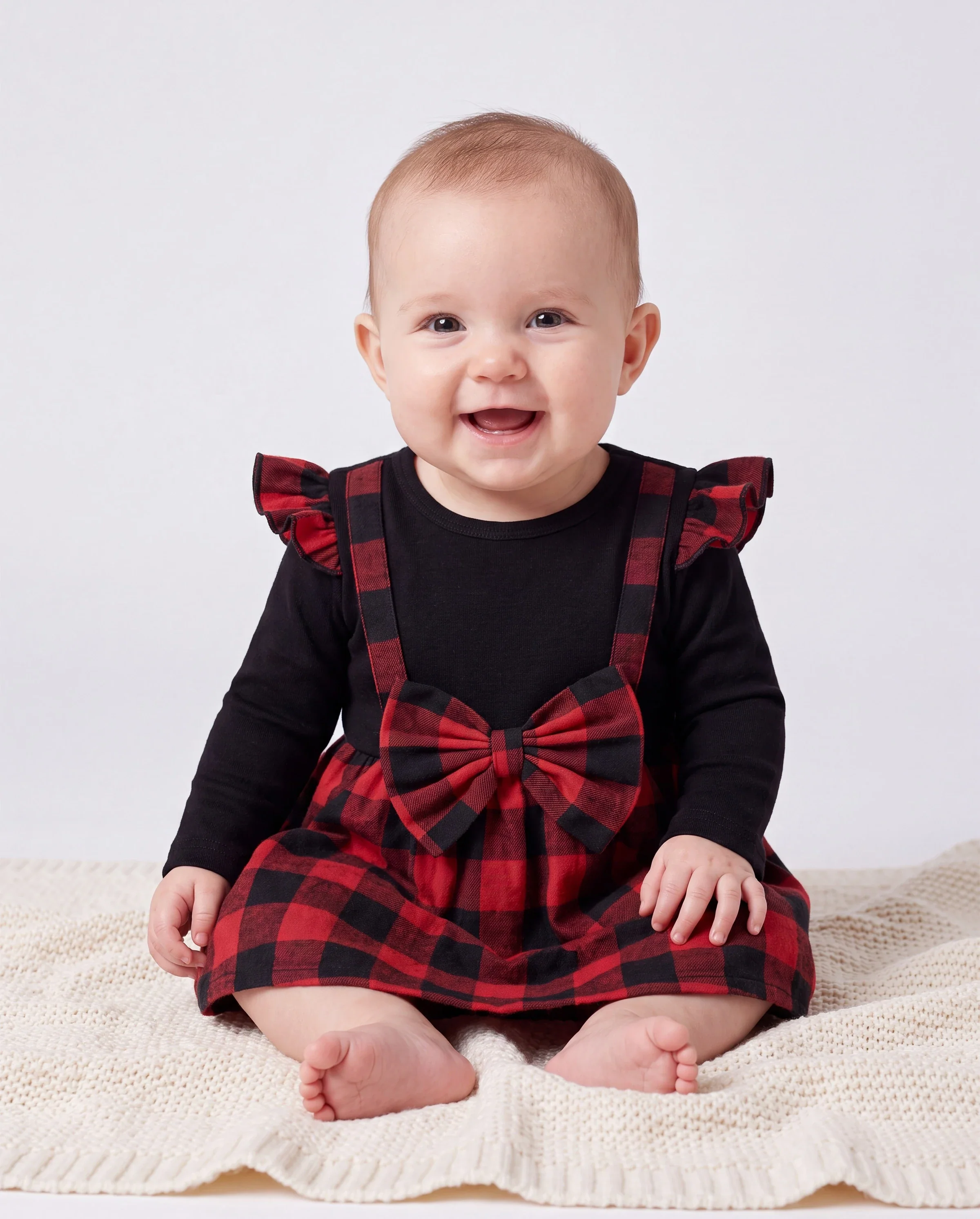Matching Family Outfits Black and Red Plaid Co-ord Sets Hi-Low Flowy Hemline redblack - Image 4