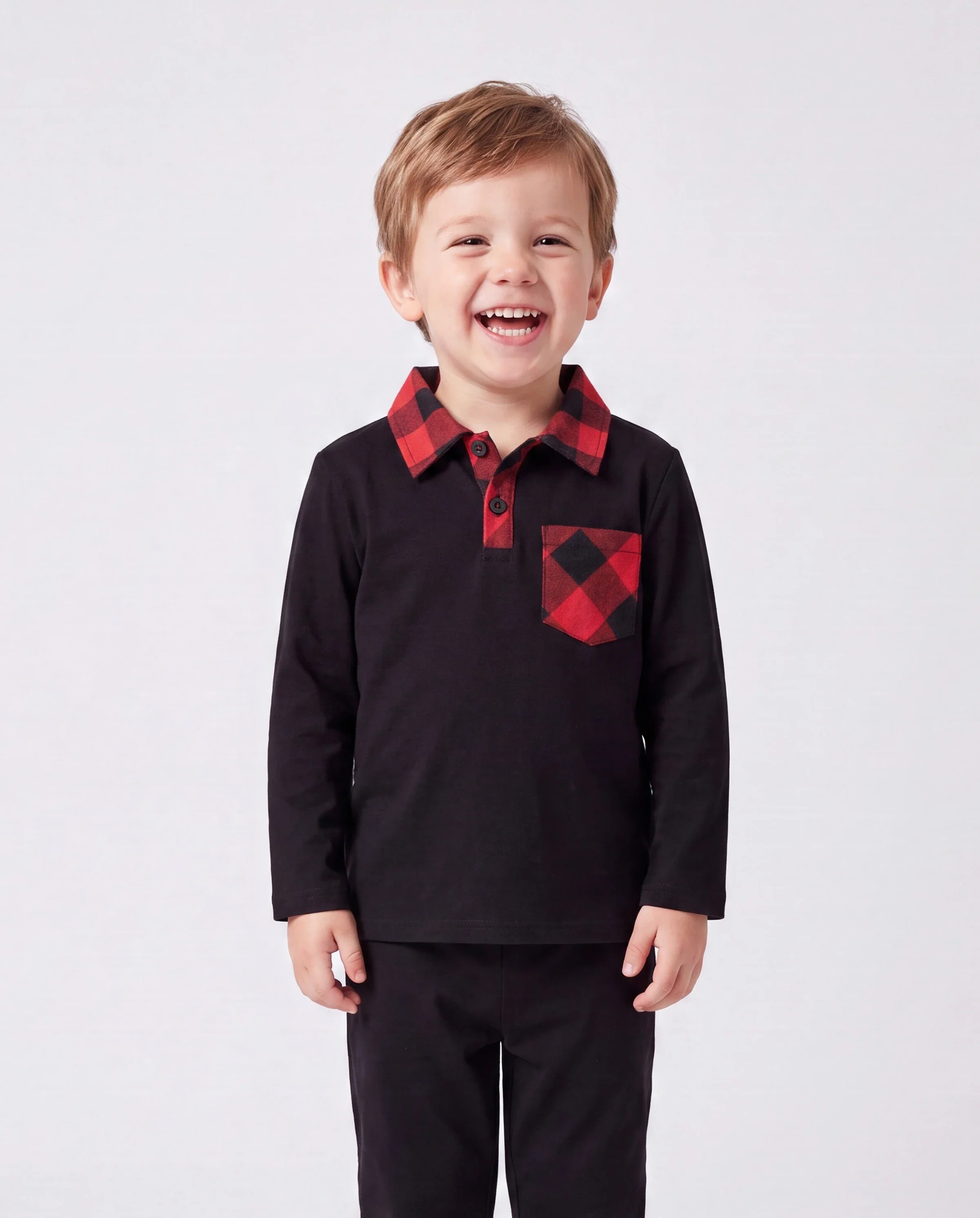 Matching Family Outfits Black and Red Plaid Co-ord Sets Hi-Low Flowy Hemline redblack - Image 5
