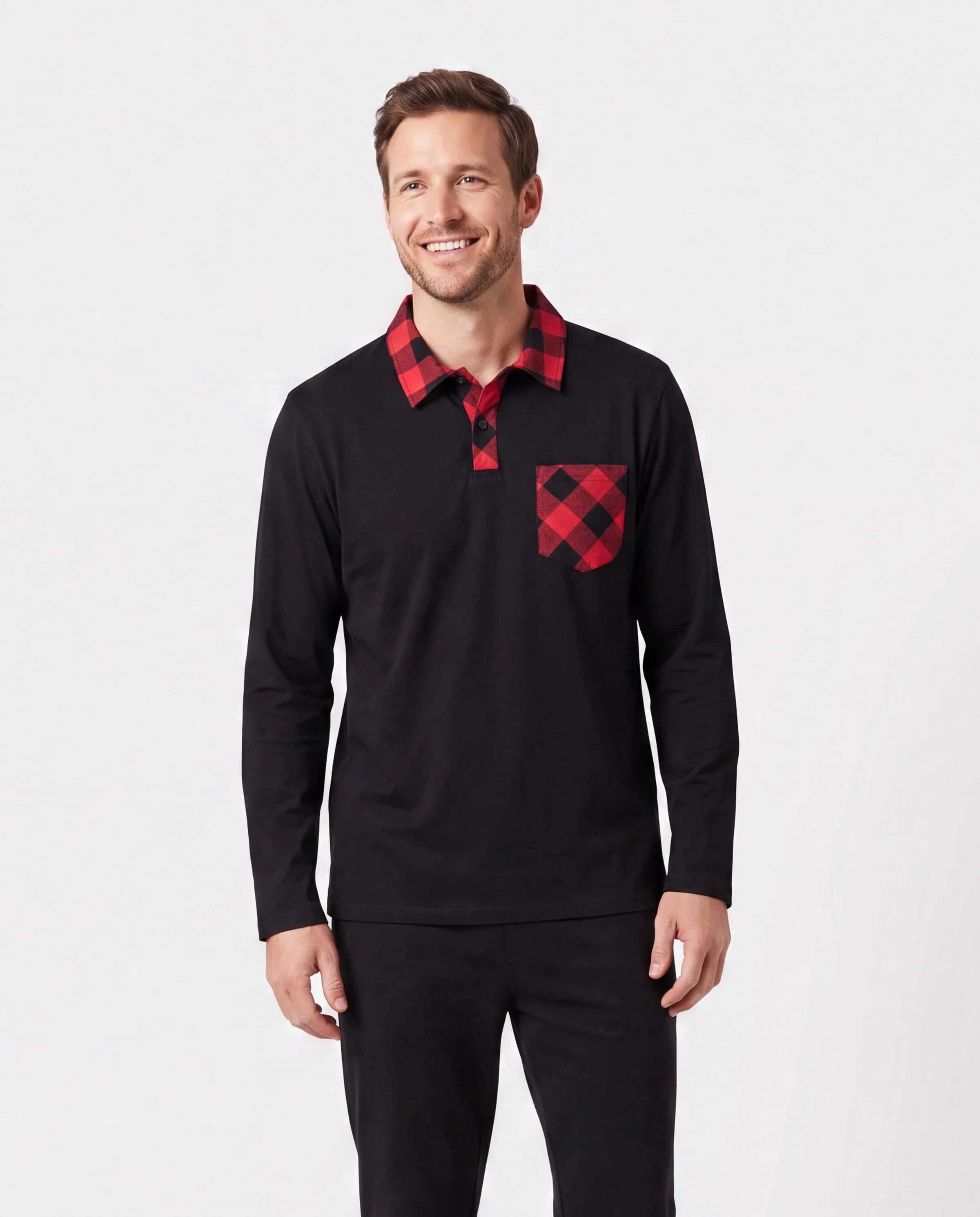 Matching Family Outfits Black and Red Plaid Co-ord Sets Hi-Low Flowy Hemline redblack - Image 6