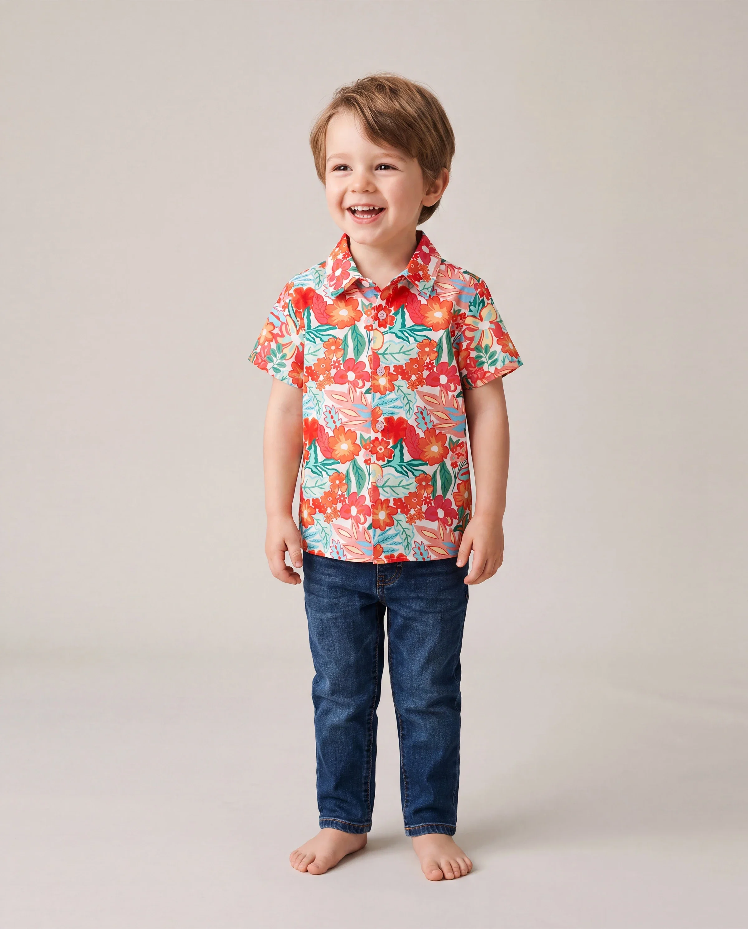 Matching Family Outfits Hawaiian Floral Print Shirts & Sleeveless Strap Top and Skirt Co-ord Set Multi-color - Image 5