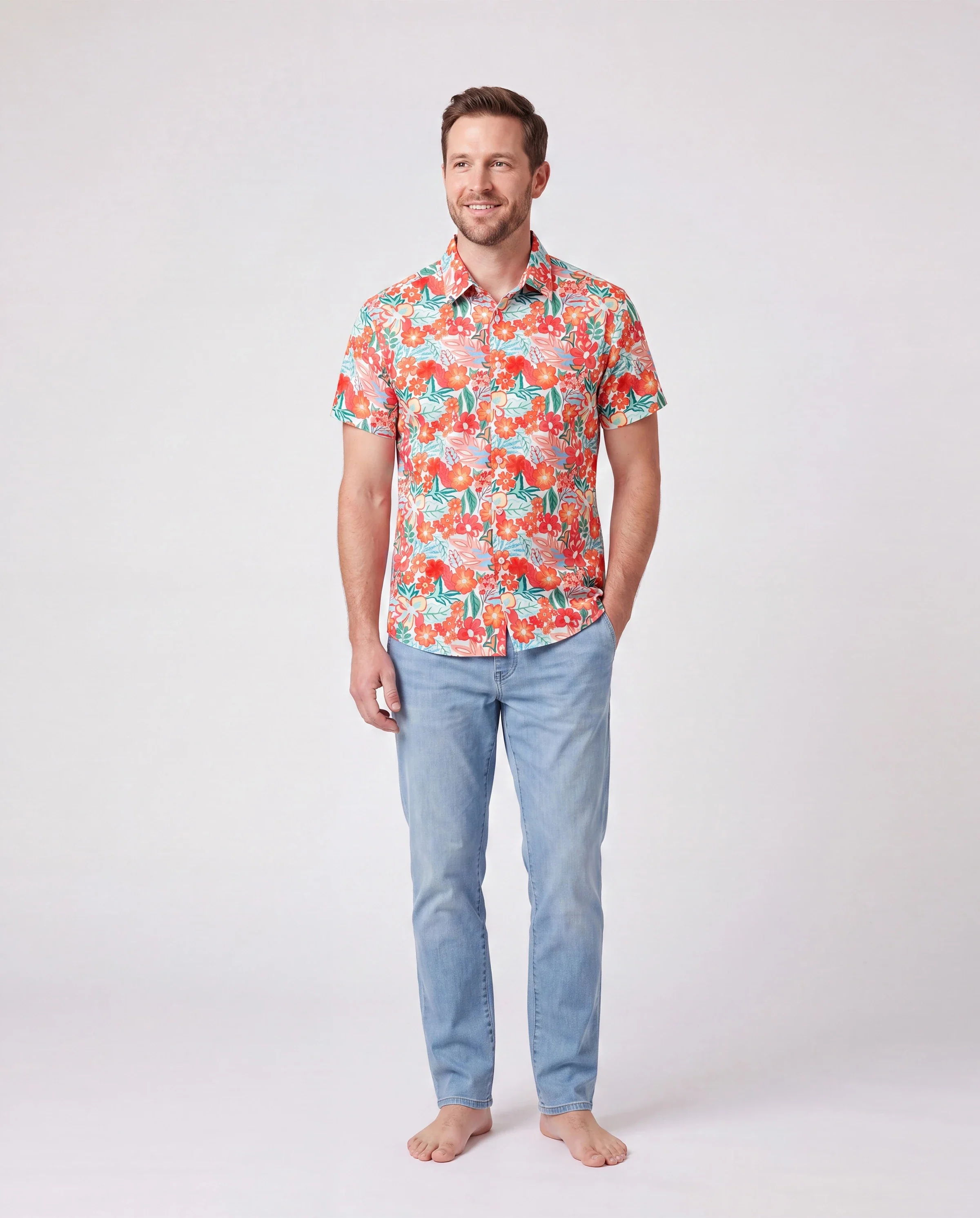 Matching Family Outfits Hawaiian Floral Print Shirts & Sleeveless Strap Top and Skirt Co-ord Set Multi-color - Image 6