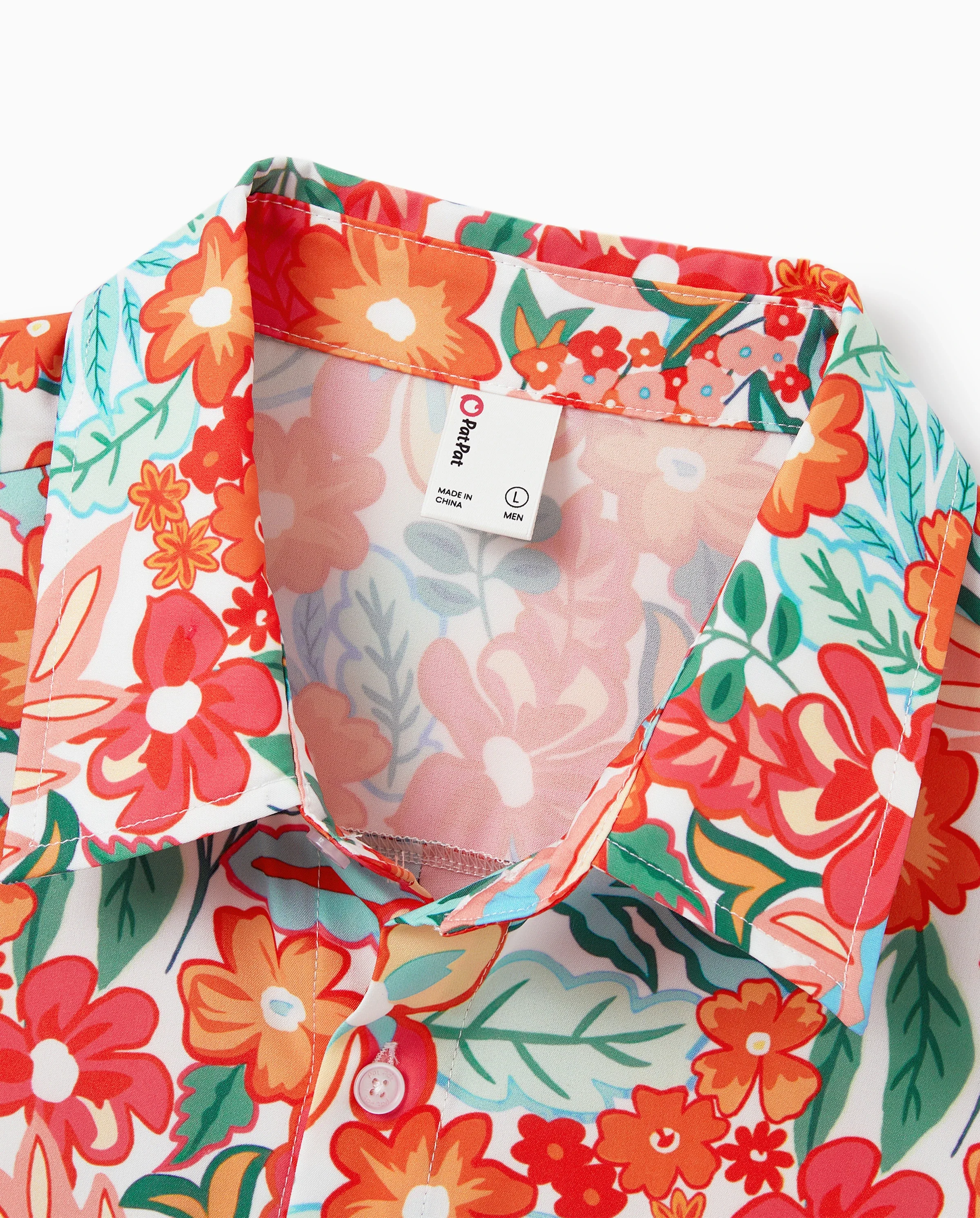 Matching Family Outfits Hawaiian Floral Print Shirts & Sleeveless Strap Top and Skirt Co-ord Set Multi-color - Image 8