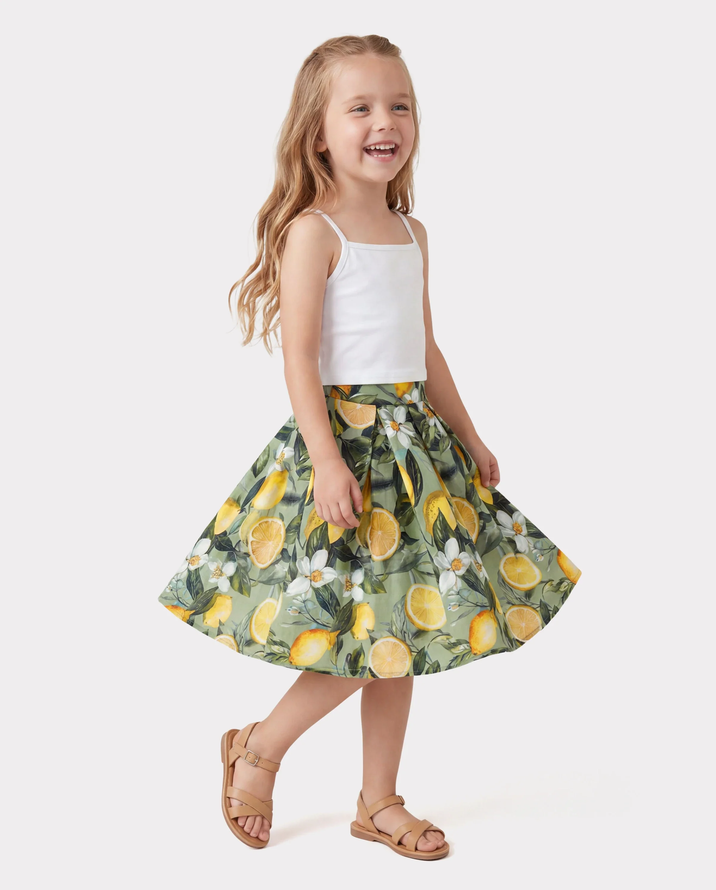 Matching Family Outfits Lemon Print Hawaiian Shirts & Summer Dresses Tropical Vacation Clothes for Men, Women & Kids Green - Image 3