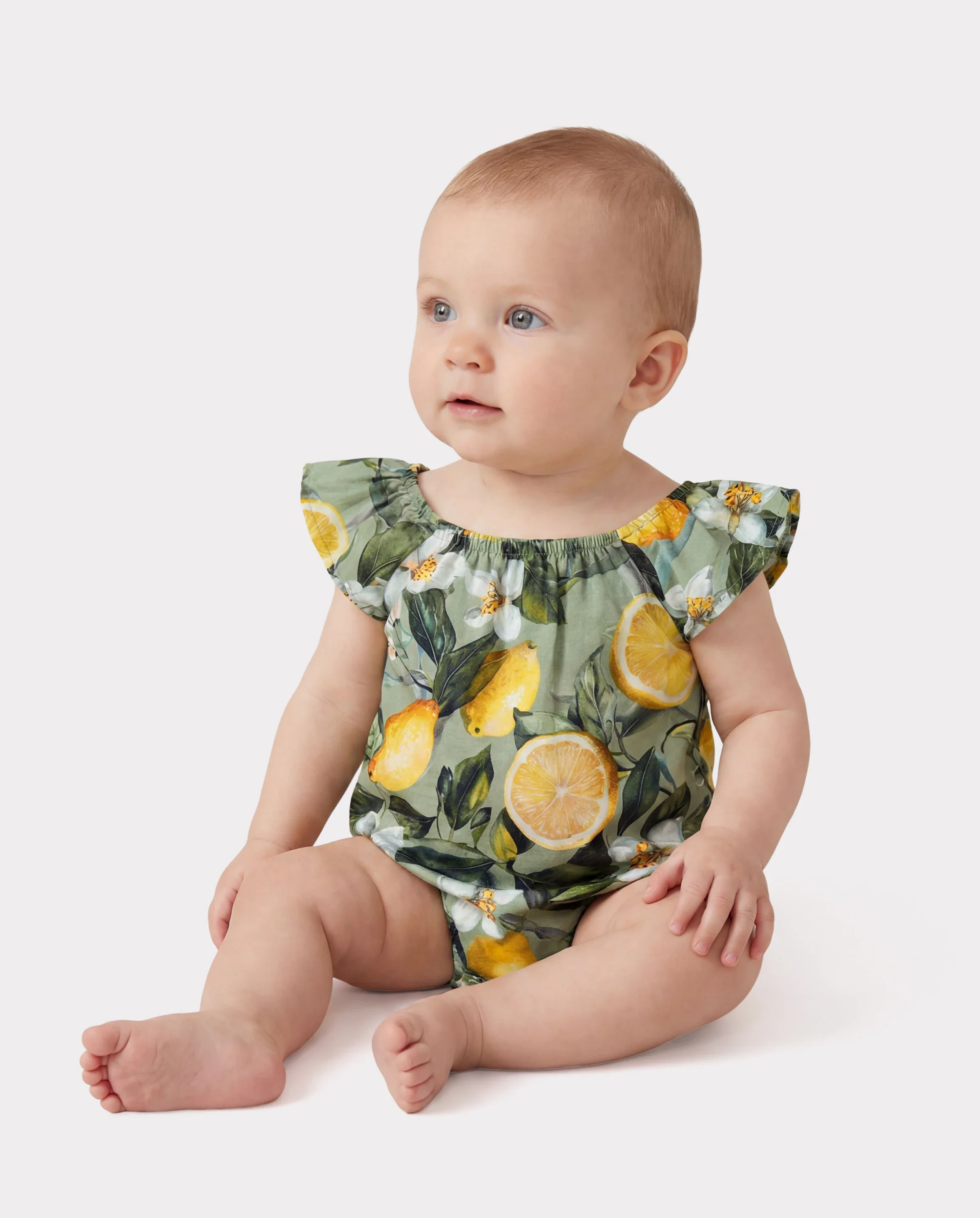 Matching Family Outfits Lemon Print Hawaiian Shirts & Summer Dresses Tropical Vacation Clothes for Men, Women & Kids Green - Image 4