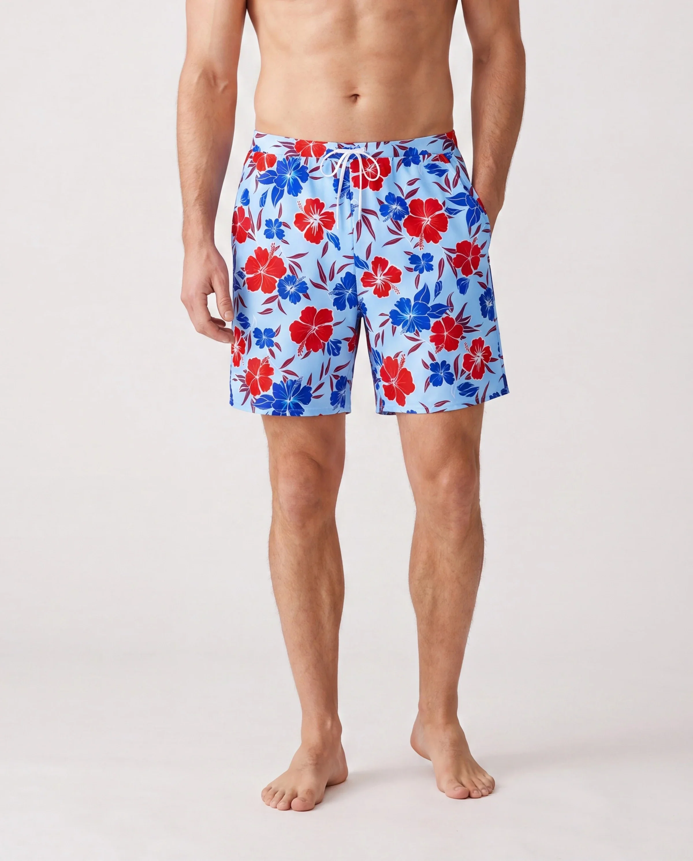 Matching Family Swimwear Floral Print Bikini & Swim Trunks Set for Mom, Dad, & Kids, Perfect for Summer Beach Days & Pool Parties Red - Image 5