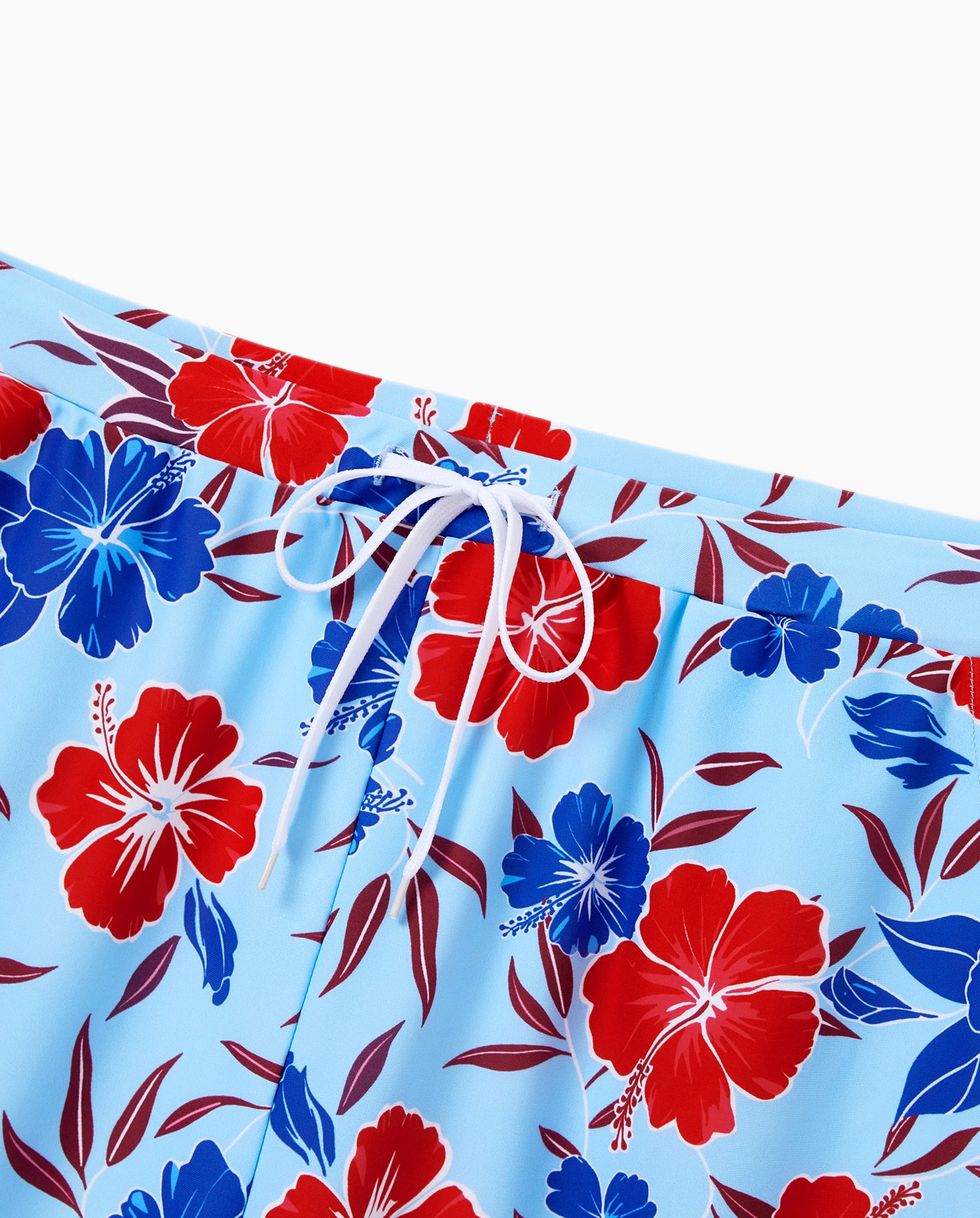Matching Family Swimwear Floral Print Bikini & Swim Trunks Set for Mom, Dad, & Kids, Perfect for Summer Beach Days & Pool Parties Red - Image 7