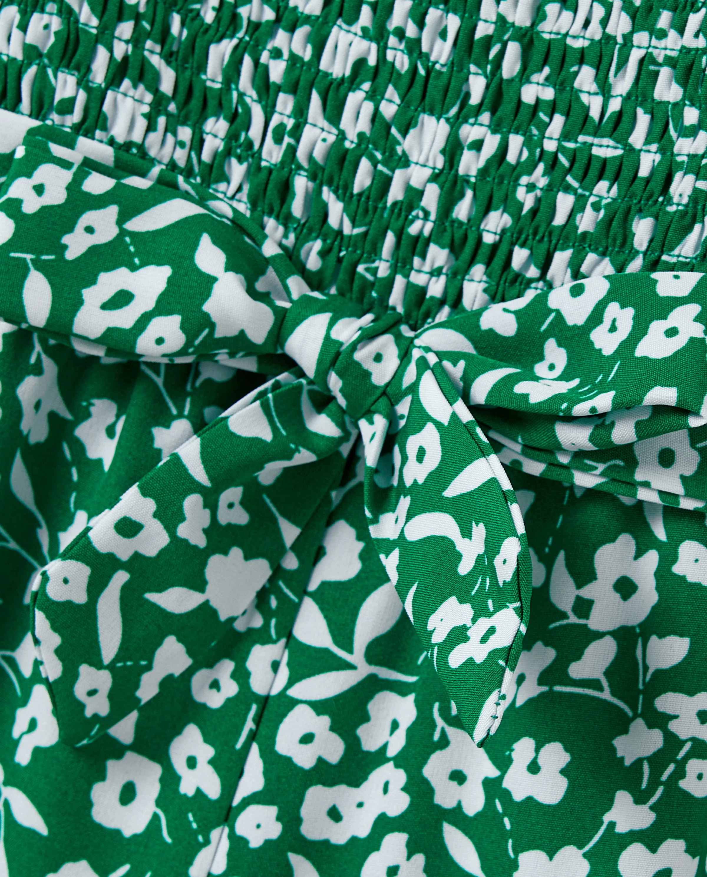 Matching Floral Print Green Smocked Strap Jumpsuits for Mommy and Me Green - Image 6